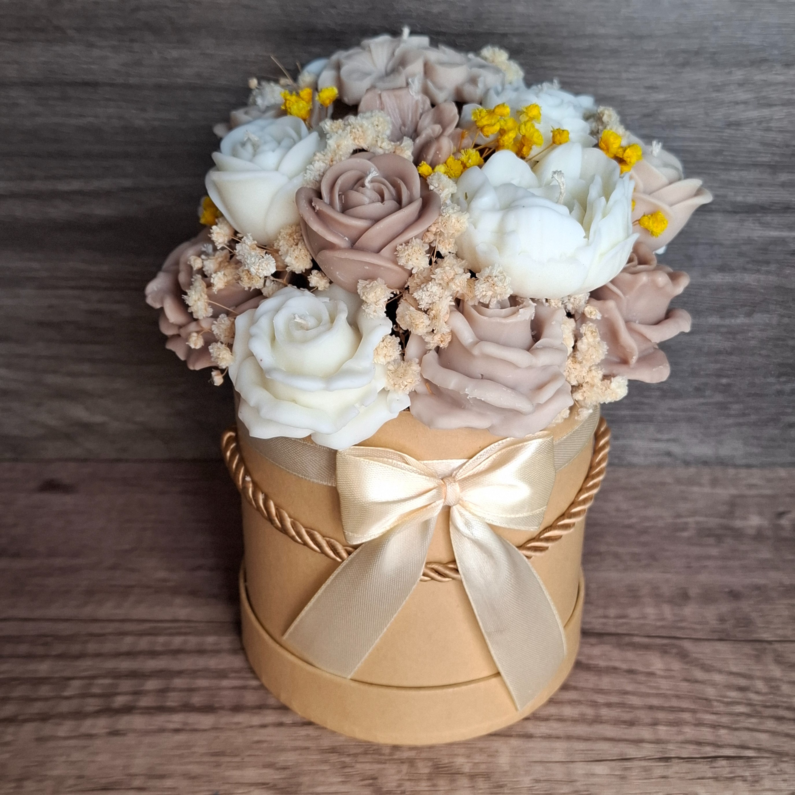 Flower Box Świece Sojowe Wieczny Bukiet Kwiaty Prezent Urodziny Dzień