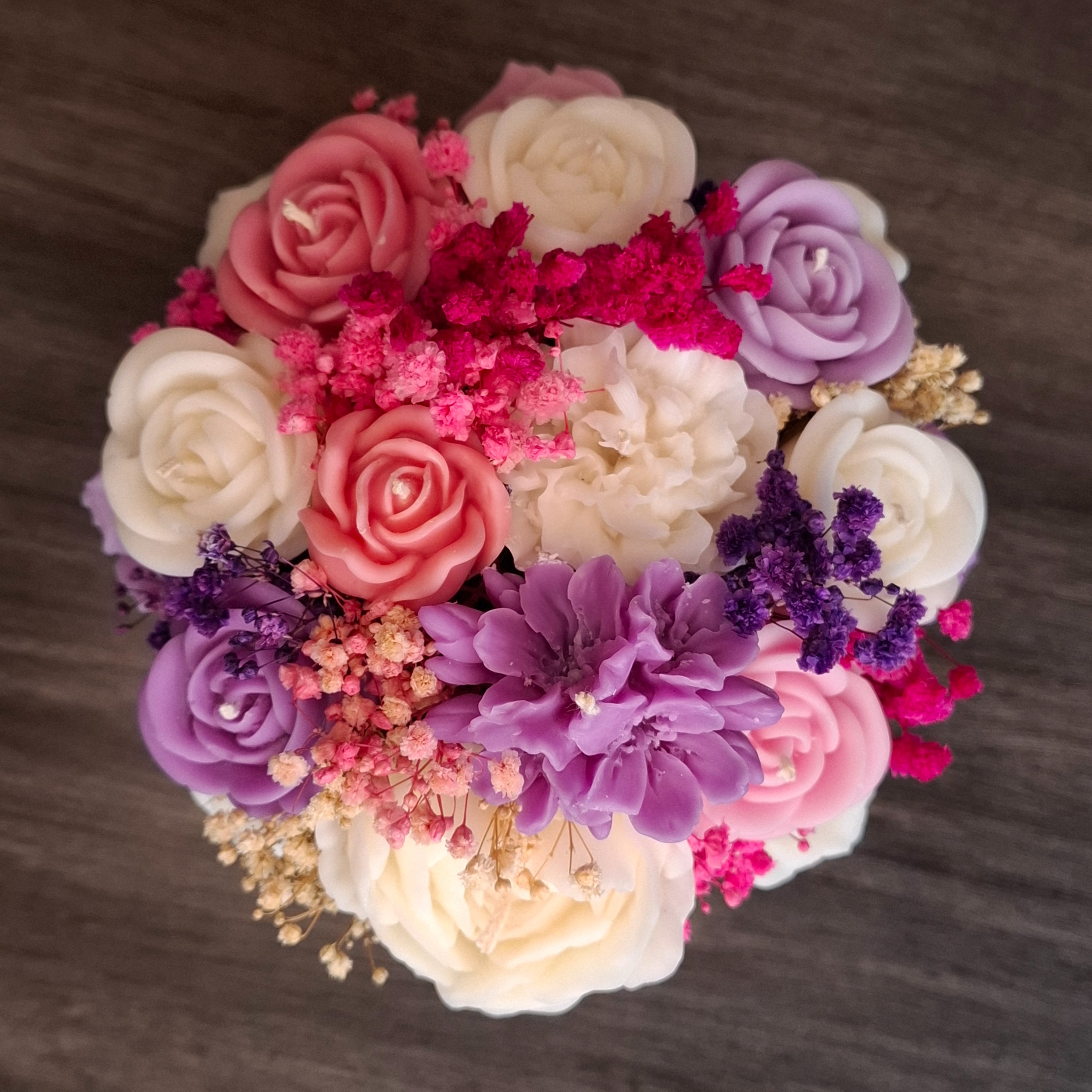 Flower Box Świece Sojowe Wieczny Bukiet Kwiaty Prezent Urodziny Dzień