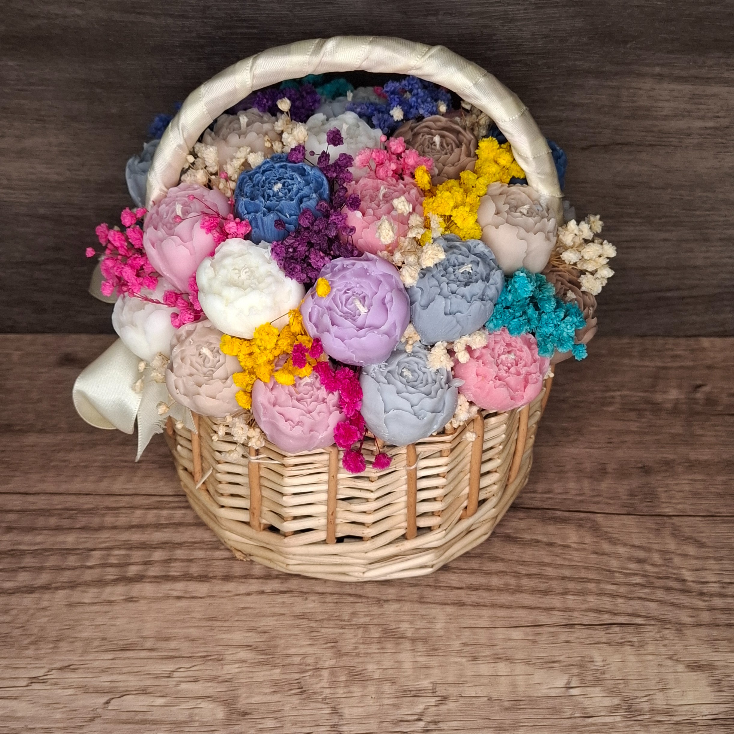 Flower Box Świece Sojowe Wieczny Bukiet Koszyk Ślub Urodziny Prezent