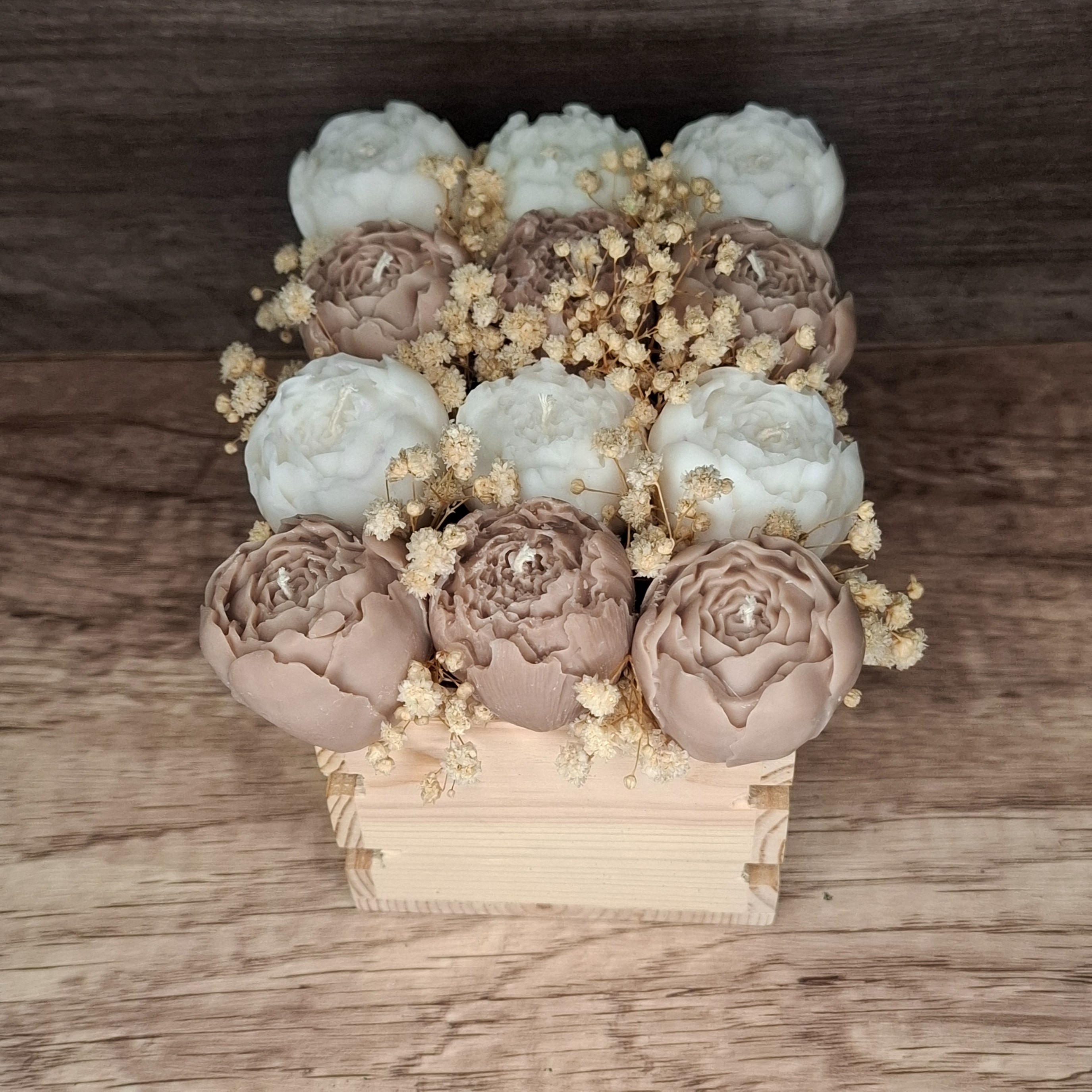 Flower Box Świece Bukiet Prezent MIni Skrzynia Dekoracja Ozdoba Kwiaty