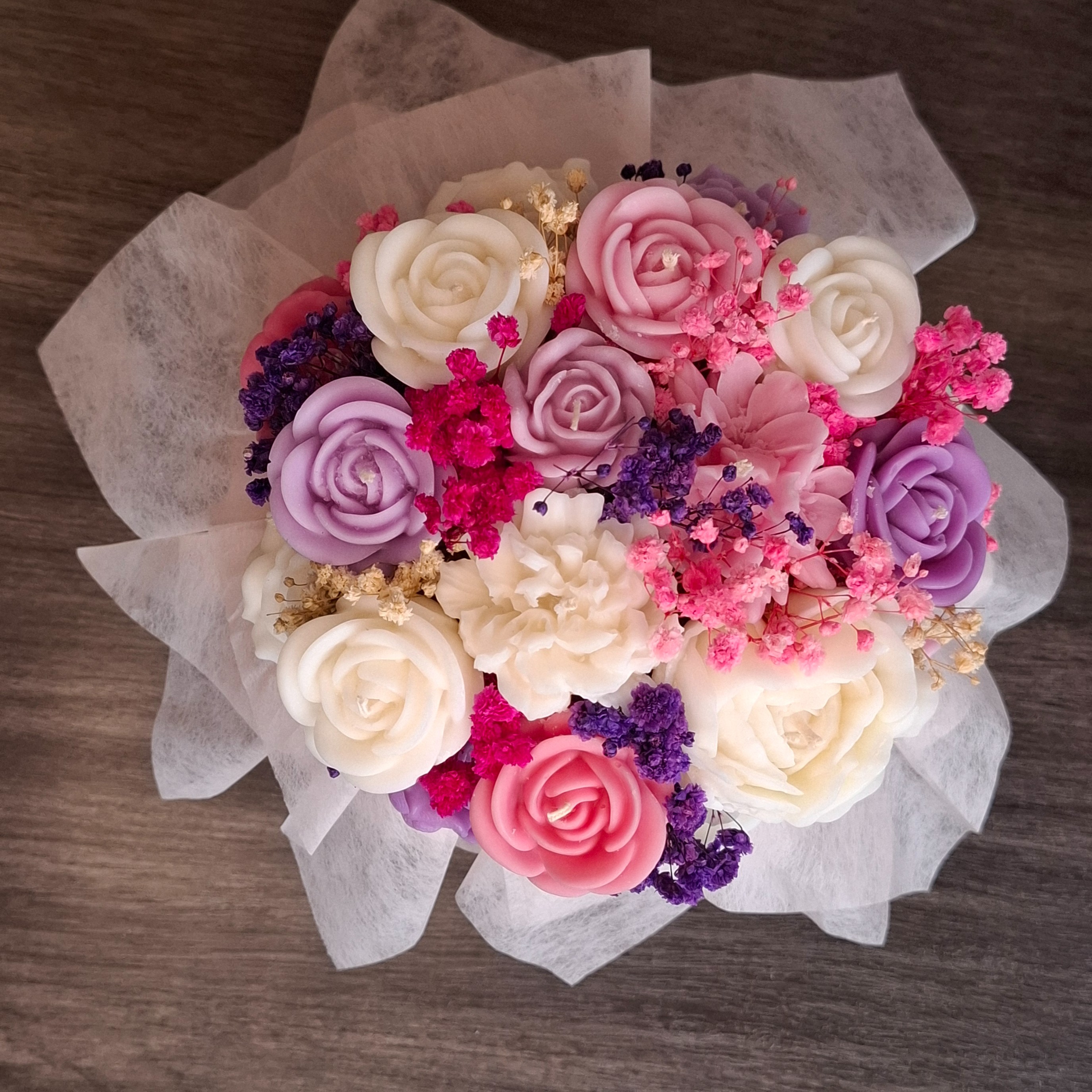 Flower Box Świece Sojowe Wieczny Bukiet Kwiaty Prezent Urodziny Dzień