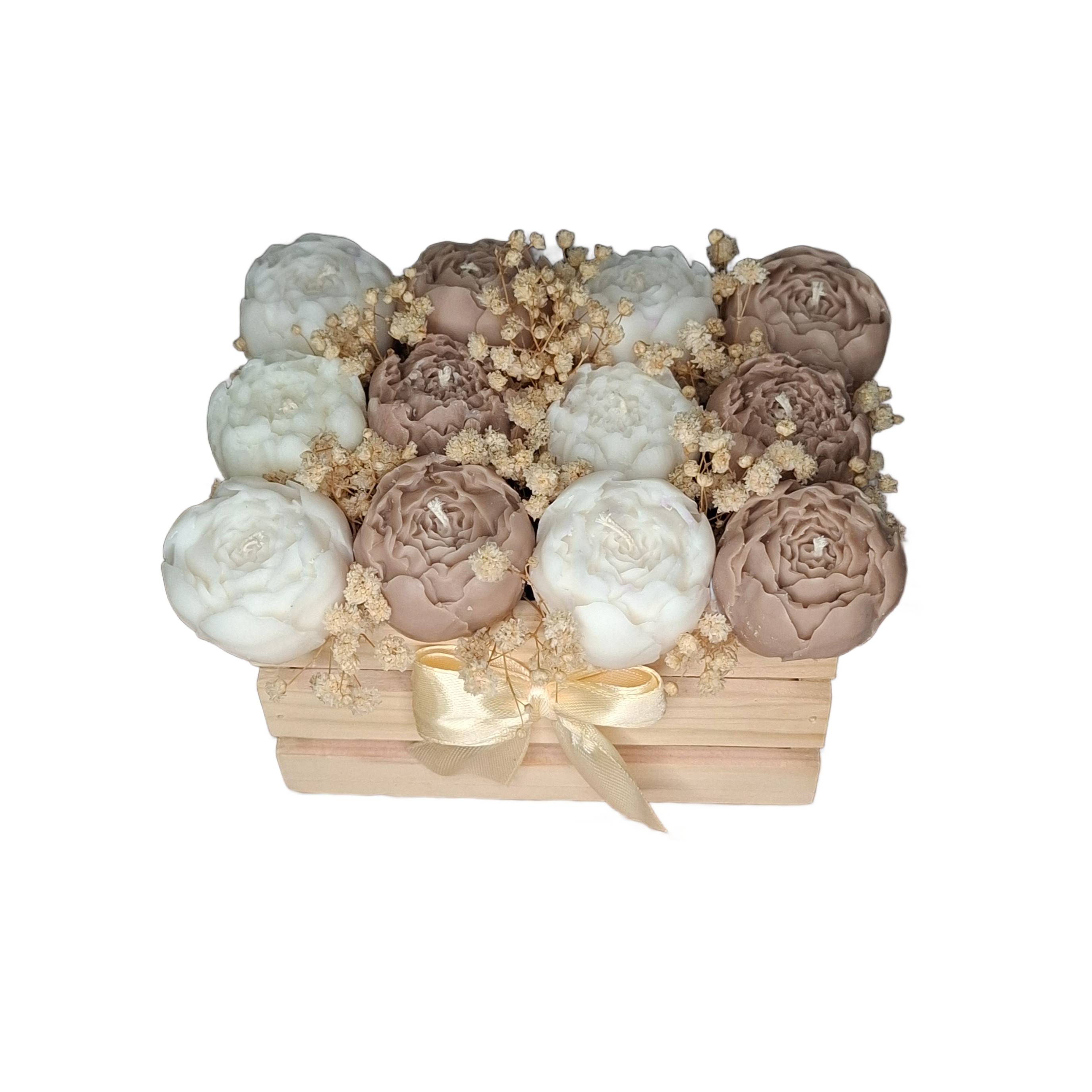 Flower Box Świece Bukiet Prezent MIni Skrzynia Dekoracja Ozdoba Kwiaty