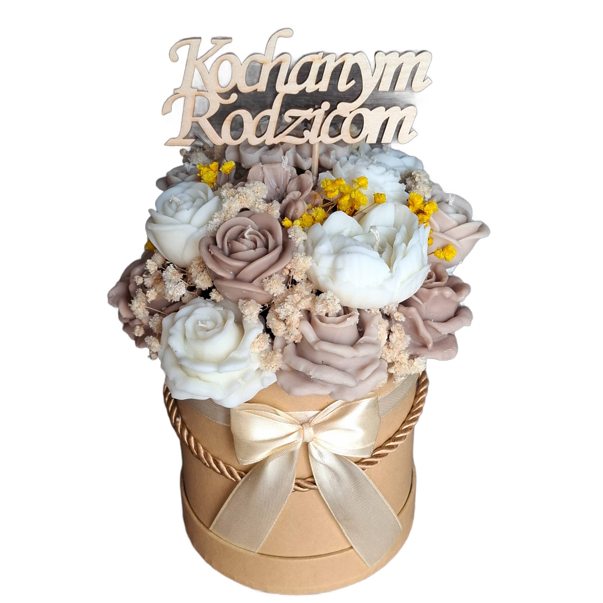 Flower Box Świece Sojowe Wieczny Bukiet Kwiaty Prezent Urodziny Dzień