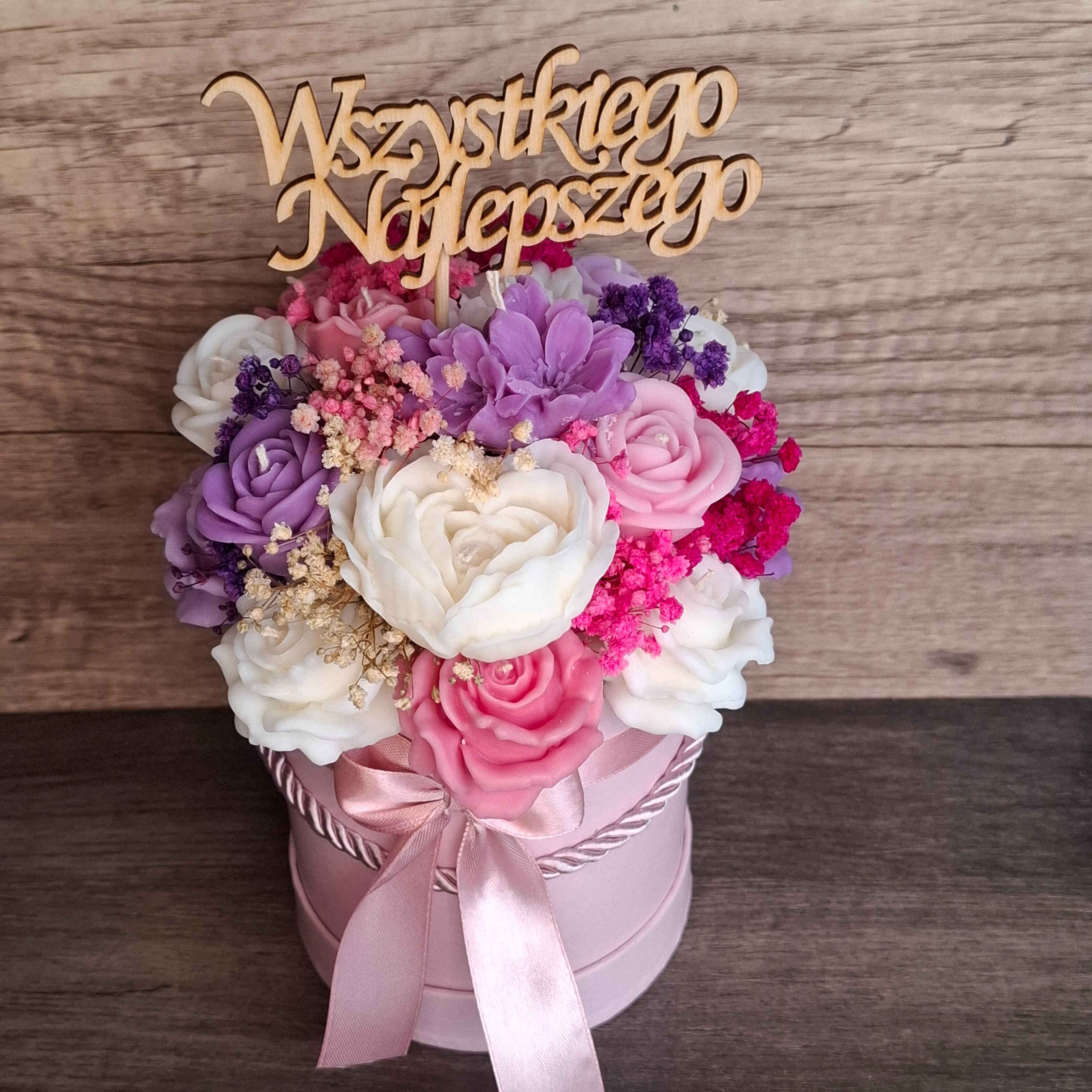 Flower Box Świece Sojowe Wieczny Bukiet Kwiaty Prezent Urodziny Dzień