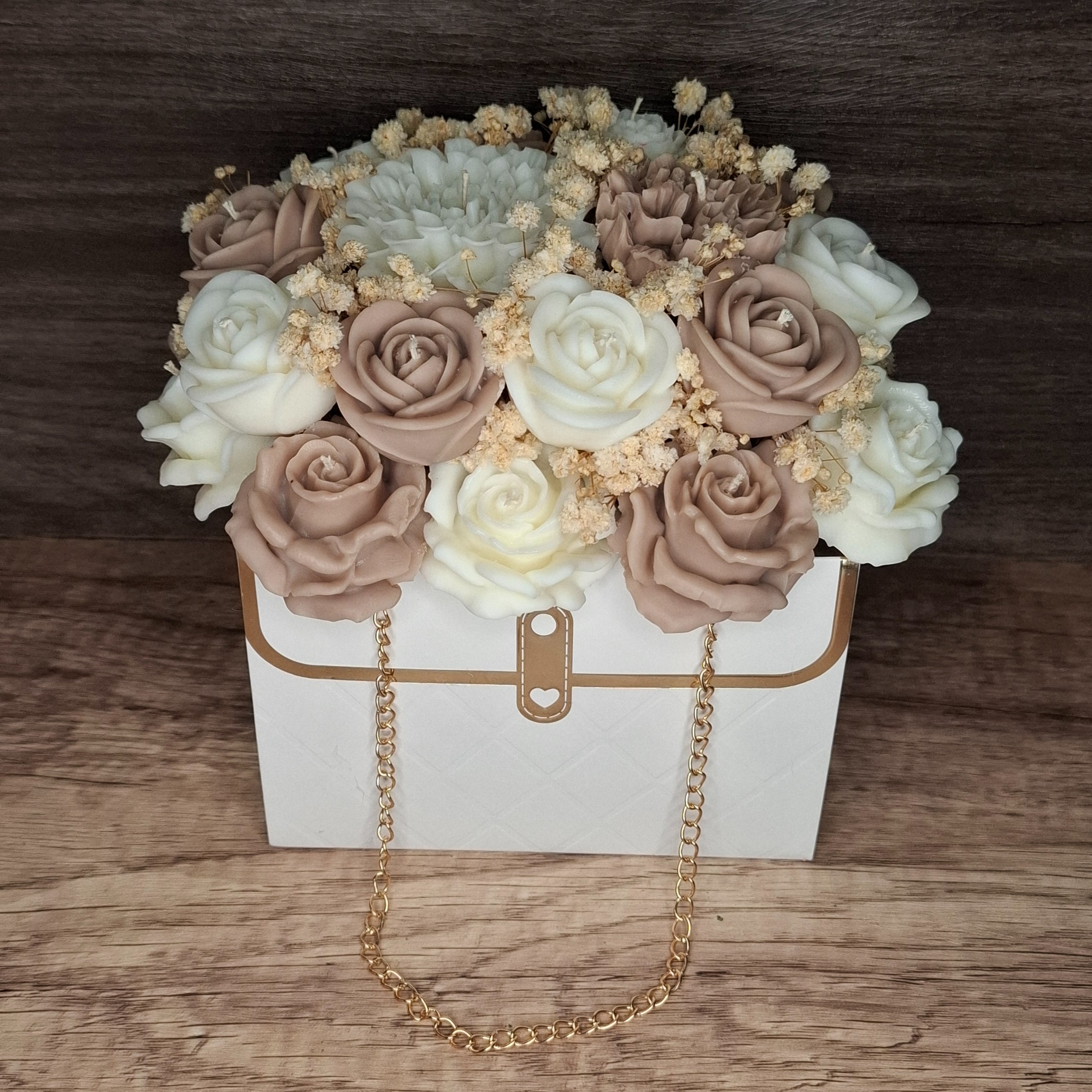 Flower Box Świece Sojowe Wieczny Bukiet Kwiat Prezent Urodziny Torebka