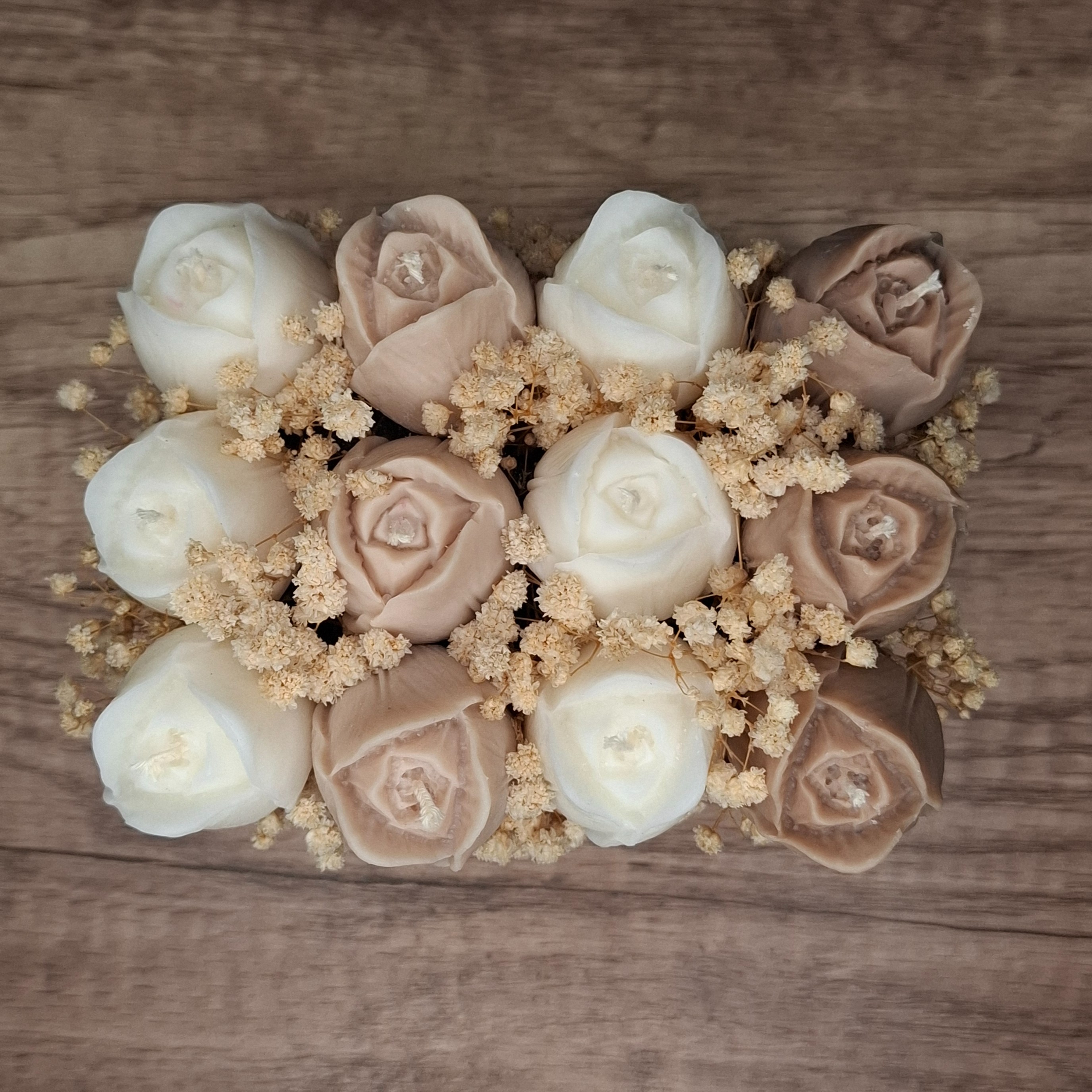 Flower Box Świece Bukiet Prezent MIni Skrzynia Dekoracja Ozdoba Kwiaty