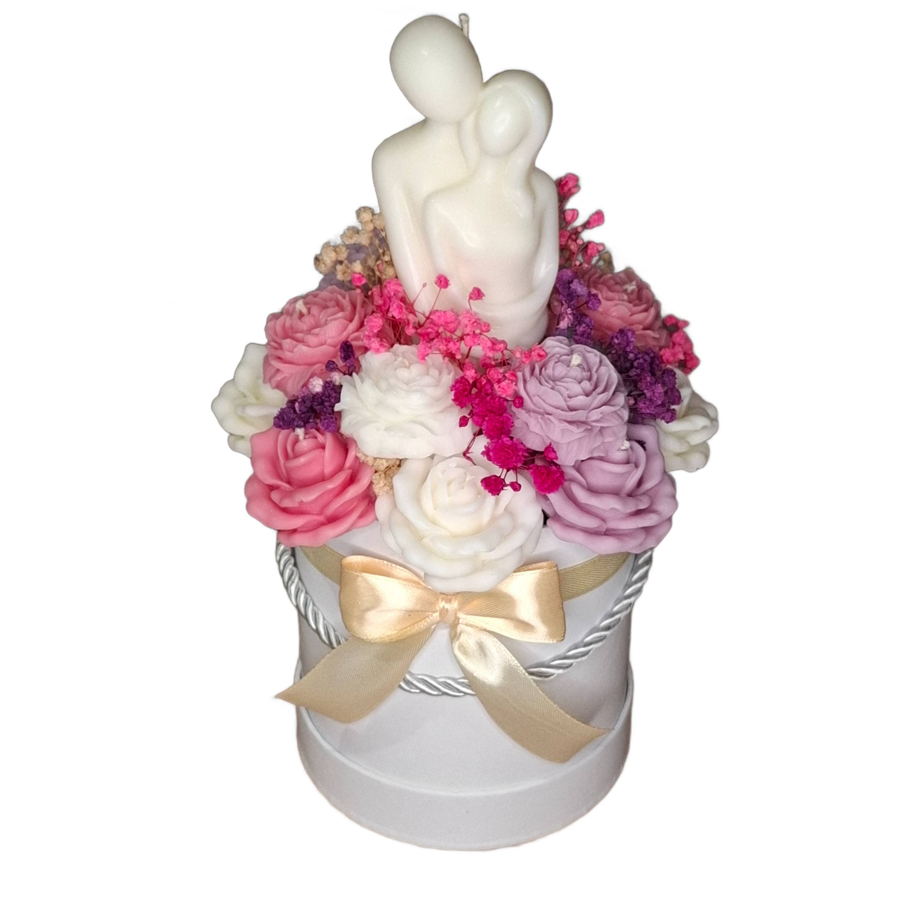 Flower Box Świece Sojowe Wieczny Bukiet Kwiat Prezent Ślub Wesele Para