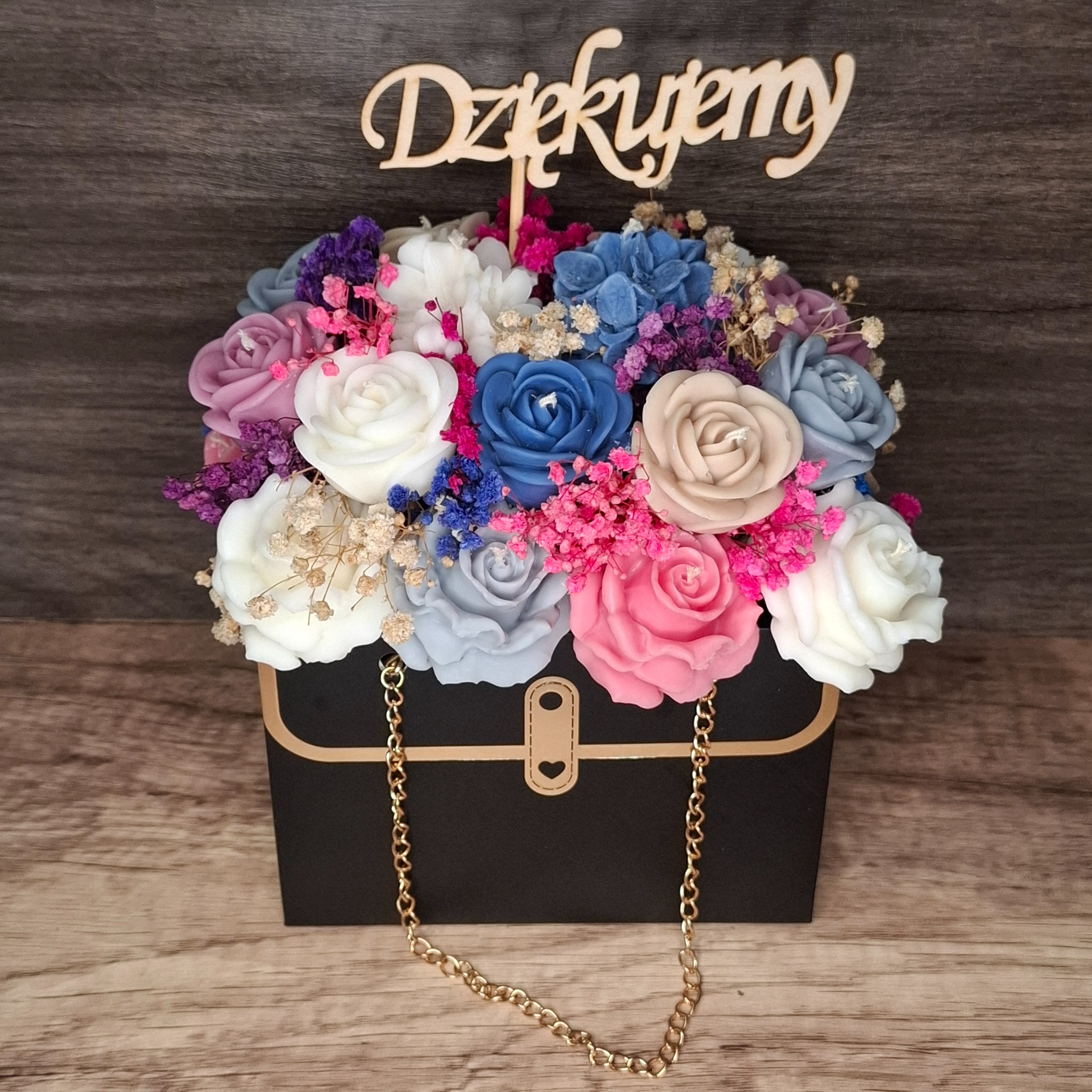 Flower Box Świece Sojowe Wieczny Bukiet Kwiat Prezent Urodziny Torebka