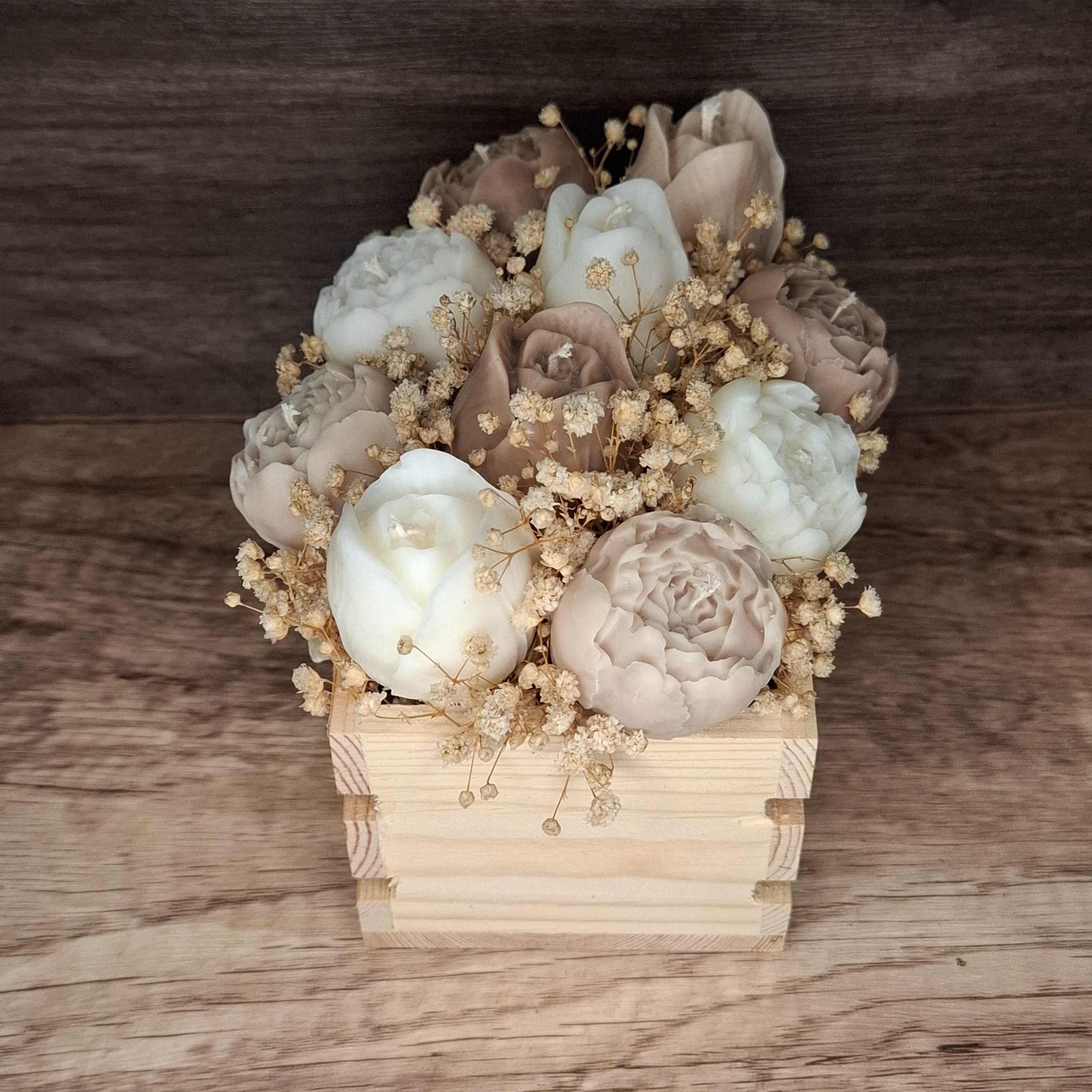 Flower Box Świece Bukiet Prezent MIni Skrzynia Dekoracja Ozdoba Kwiaty