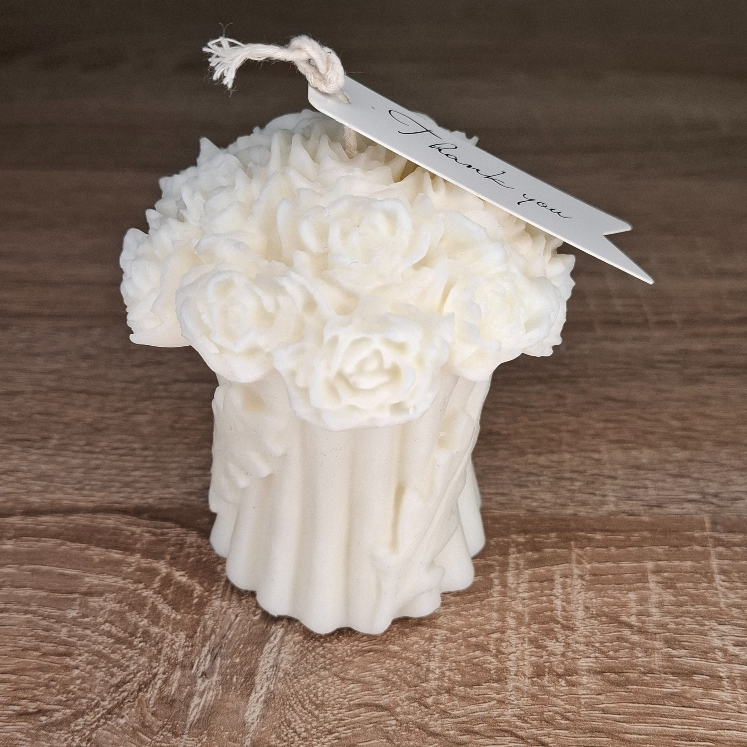 Świeca Dekoracyjna Bukiet Róż Duży Wosk Sojowy Na Prezent Ozdoba Biała