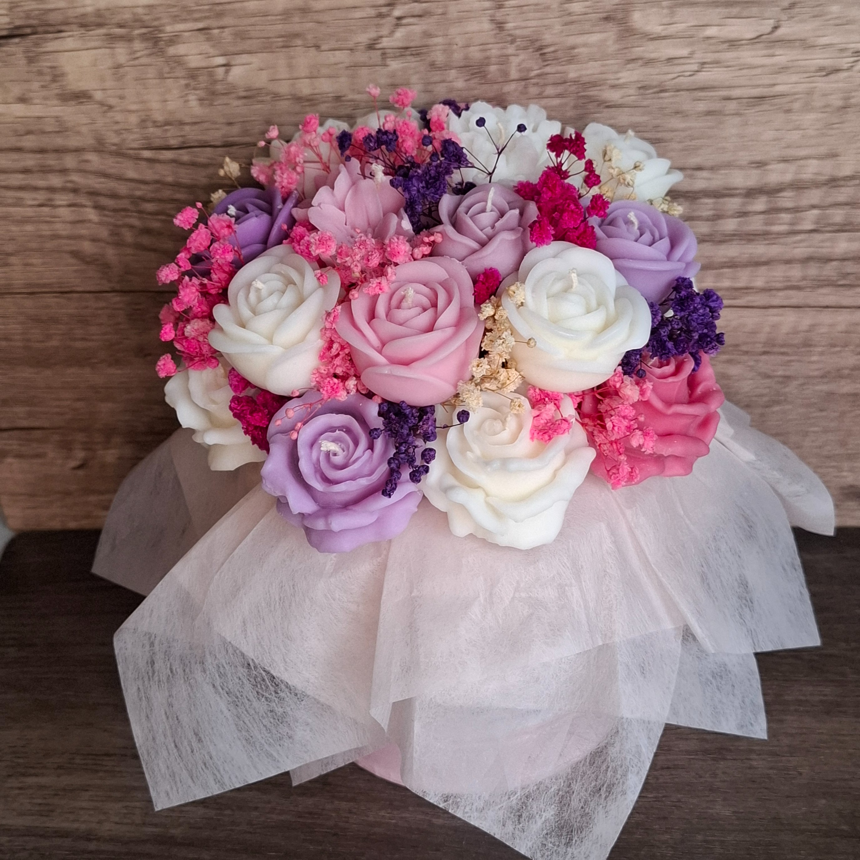 Flower Box Świece Sojowe Wieczny Bukiet Kwiaty Prezent Urodziny Dzień