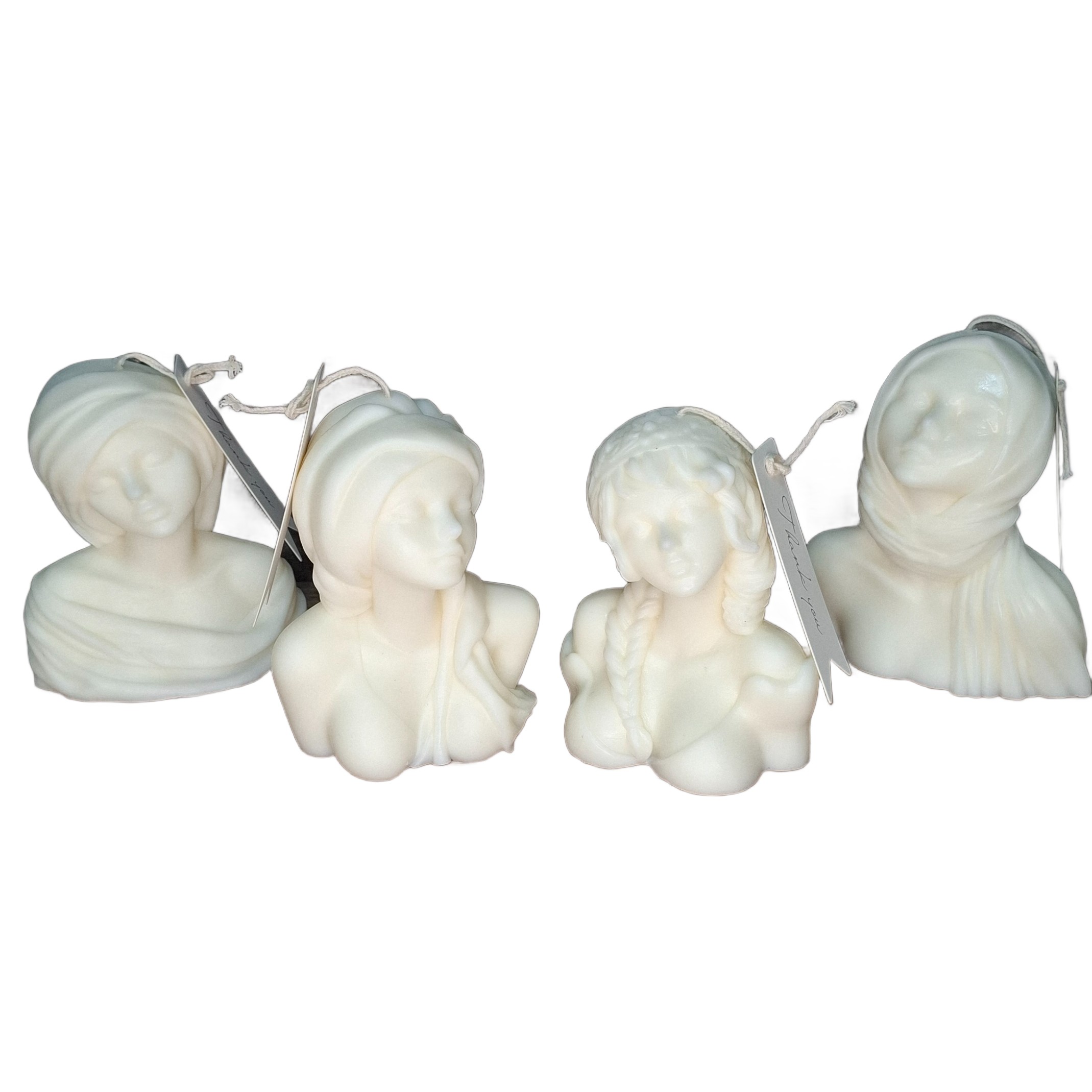 Świece Dekoracyjne Białe Sojowe Naturalne Zestaw 4 Świec Prezent Damy