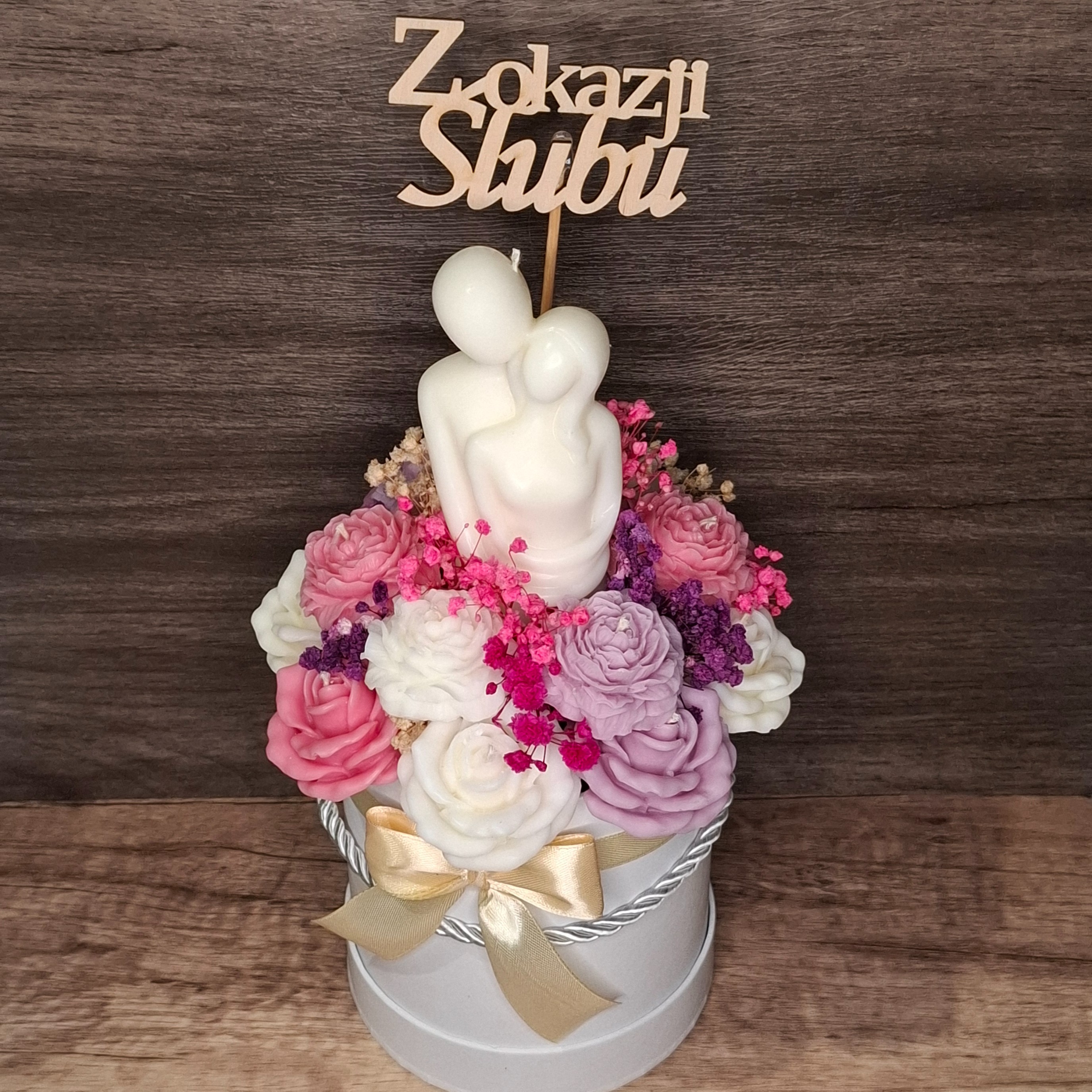 Flower Box Świece Sojowe Wieczny Bukiet Kwiat Prezent Ślub Wesele Para