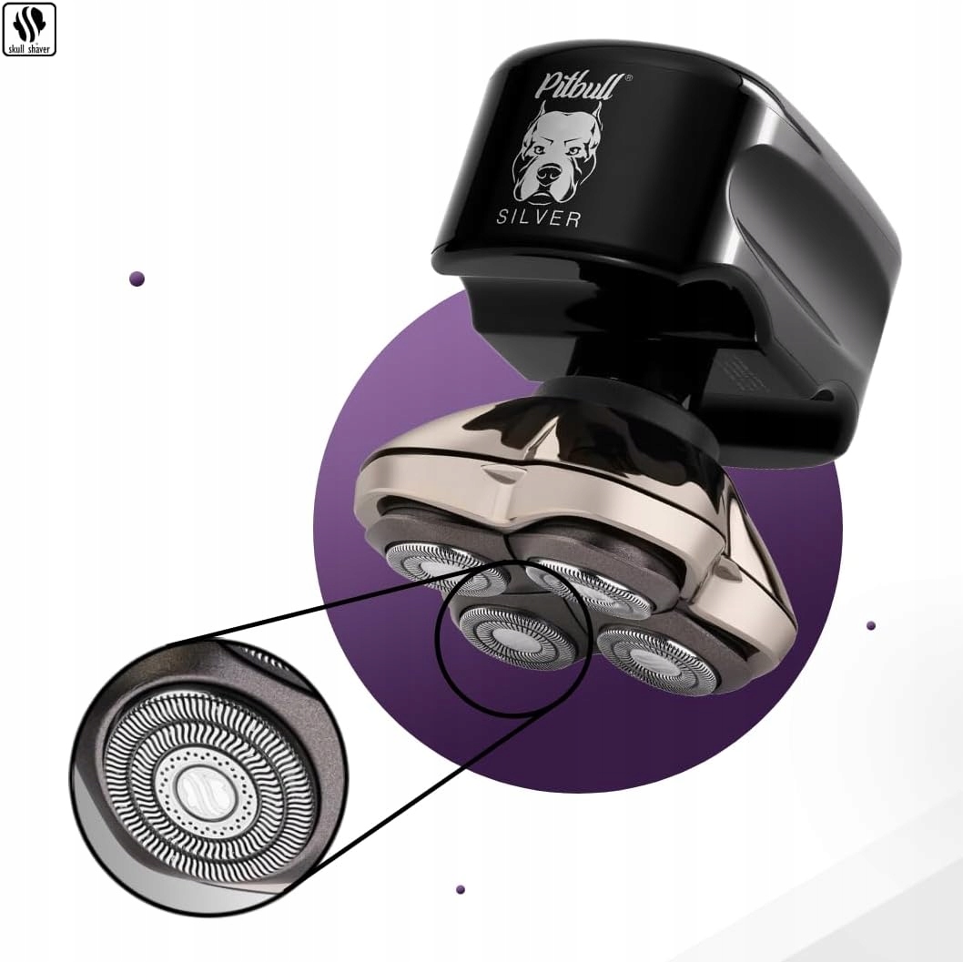 Aparat de ras Skull Shaver Pitbull Silver PRO SX5, 4 capete