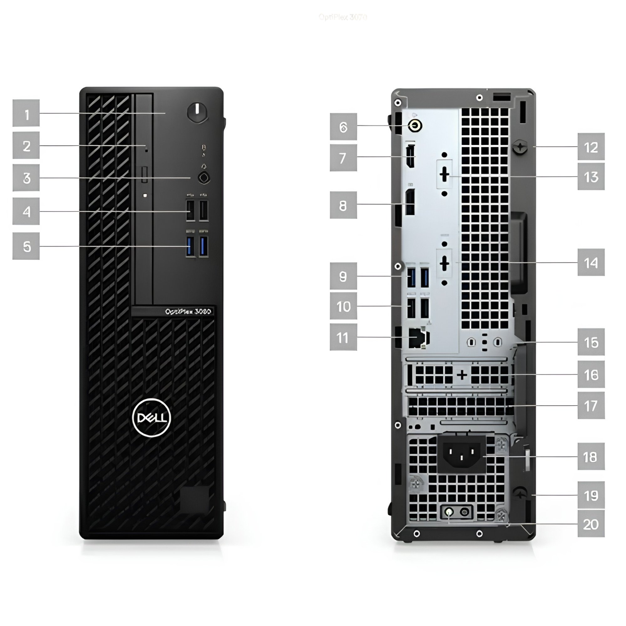 Dell OptiPlex 3080 SFF porty a konektivita USB DisplayPort HDMI LAN