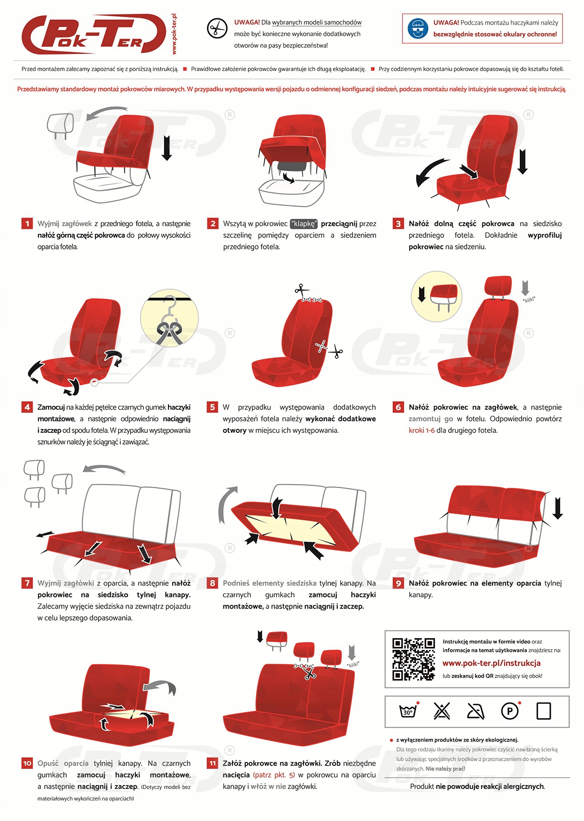 Pokrowce samochodowe komplet na FOTELE AIRBAG