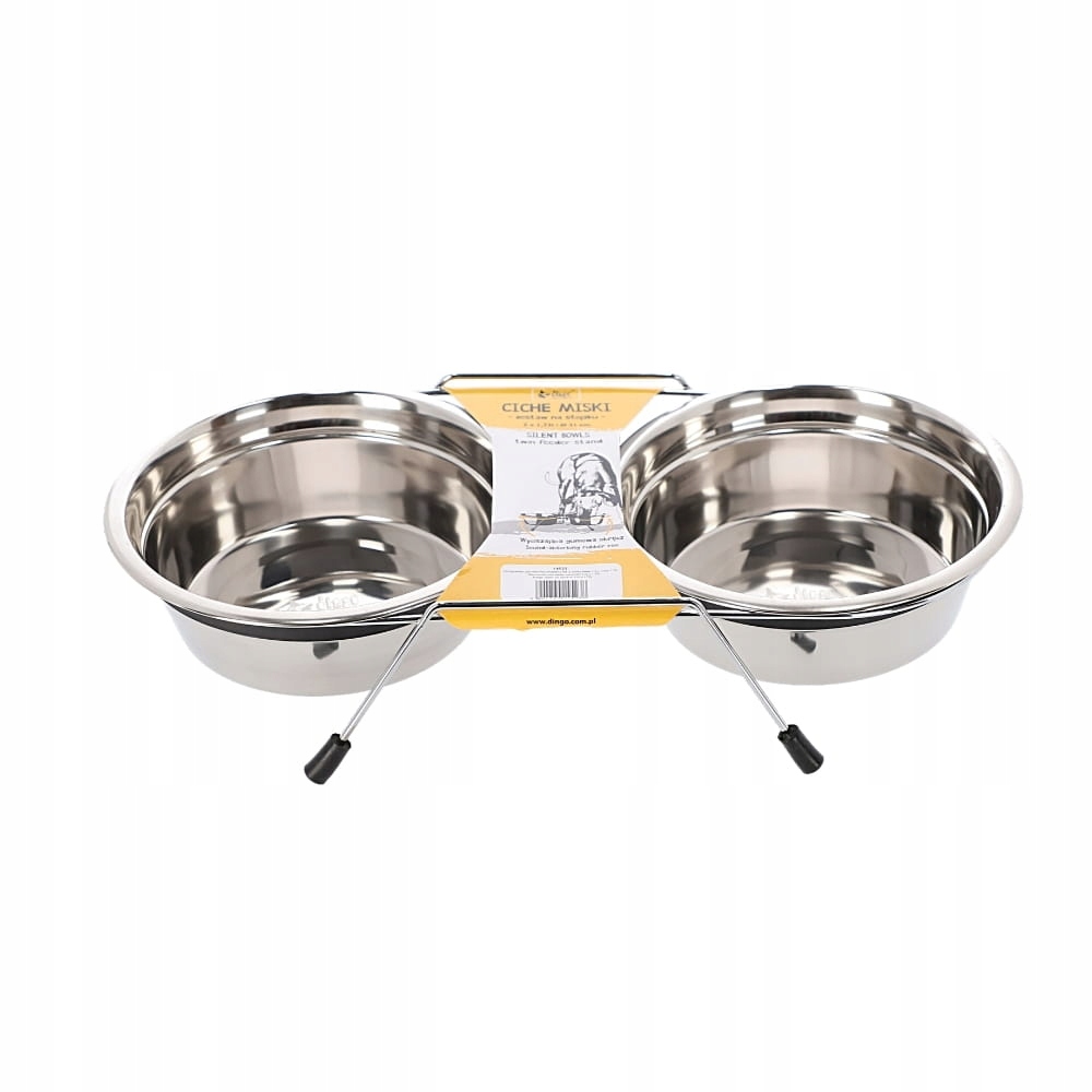 miski Dingo na stojaku ciche detale gumki obręcze stal nierdzewna