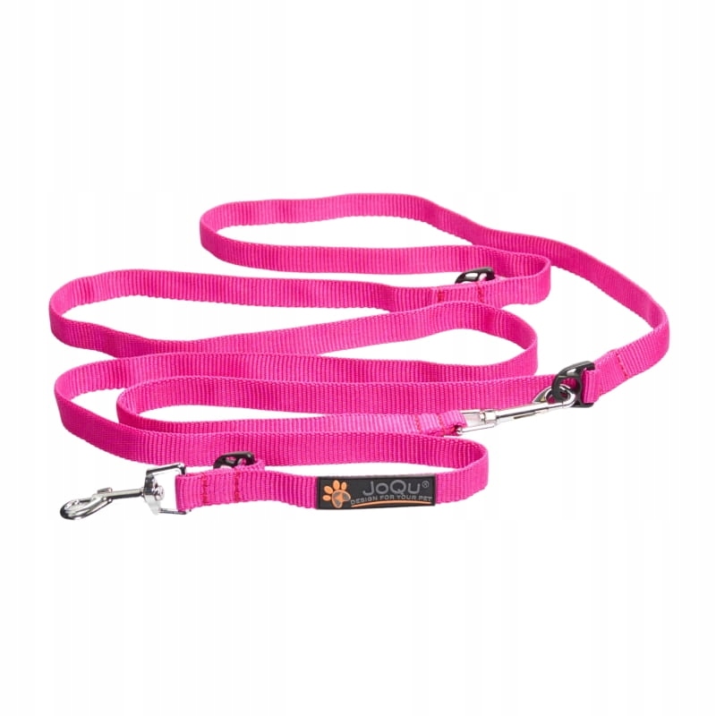 smycz przepinana JoQu Classic Long Leash różowa 250 cm taśma tunelowa