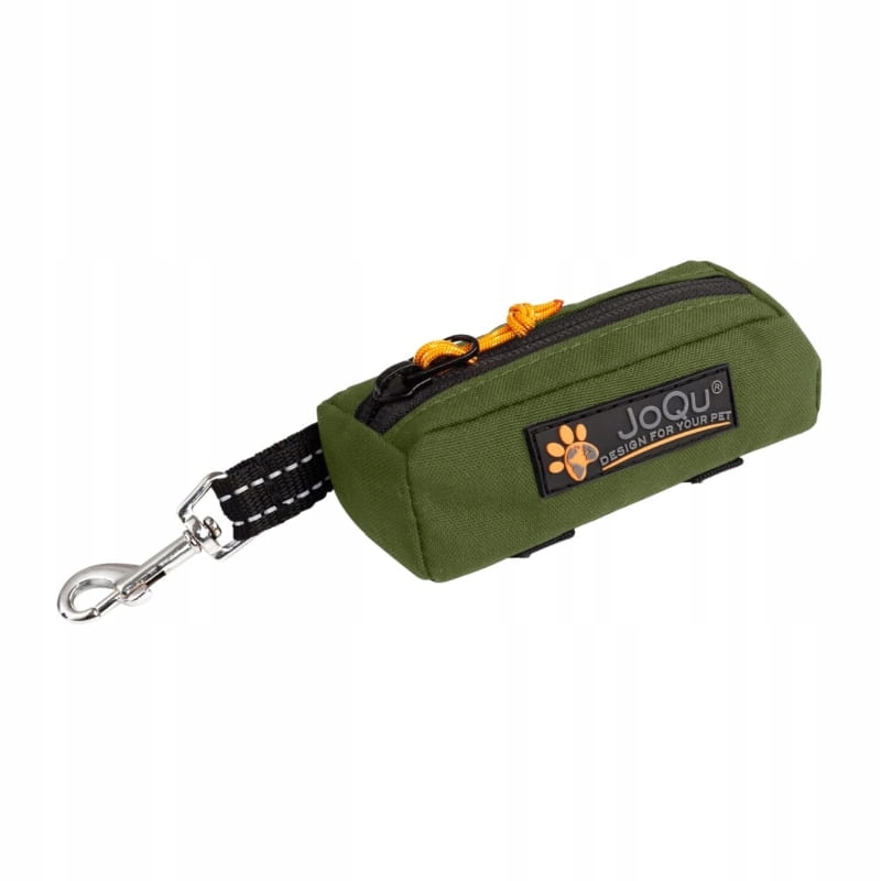 etui na woreczki JoQu Classic zielone Cordura zamek YKK karabińczyk stal nierdzewna odblask