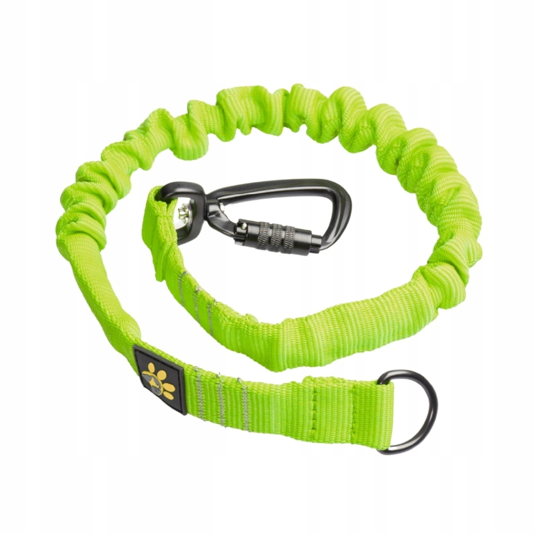 amortyzator do smyczy JoQu L zielony neon duży pies karabińczyk aluminiowy z blokadą taśma 2,5cm
