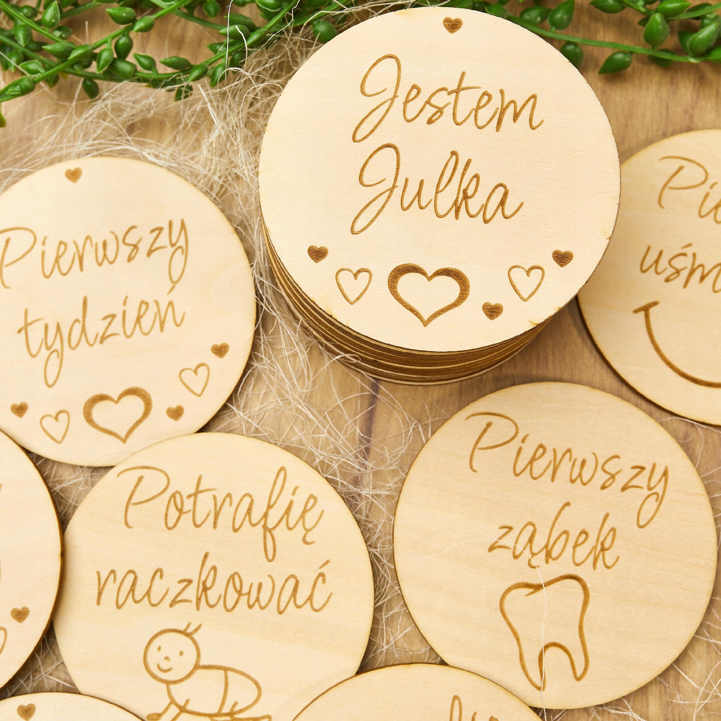 Set 16 Tablici Lemn, TECHREBAL, Personalizate, 9cm, pentru Fotografii Bebelusi 5 65140ca7195aae79c4eea6083b079999