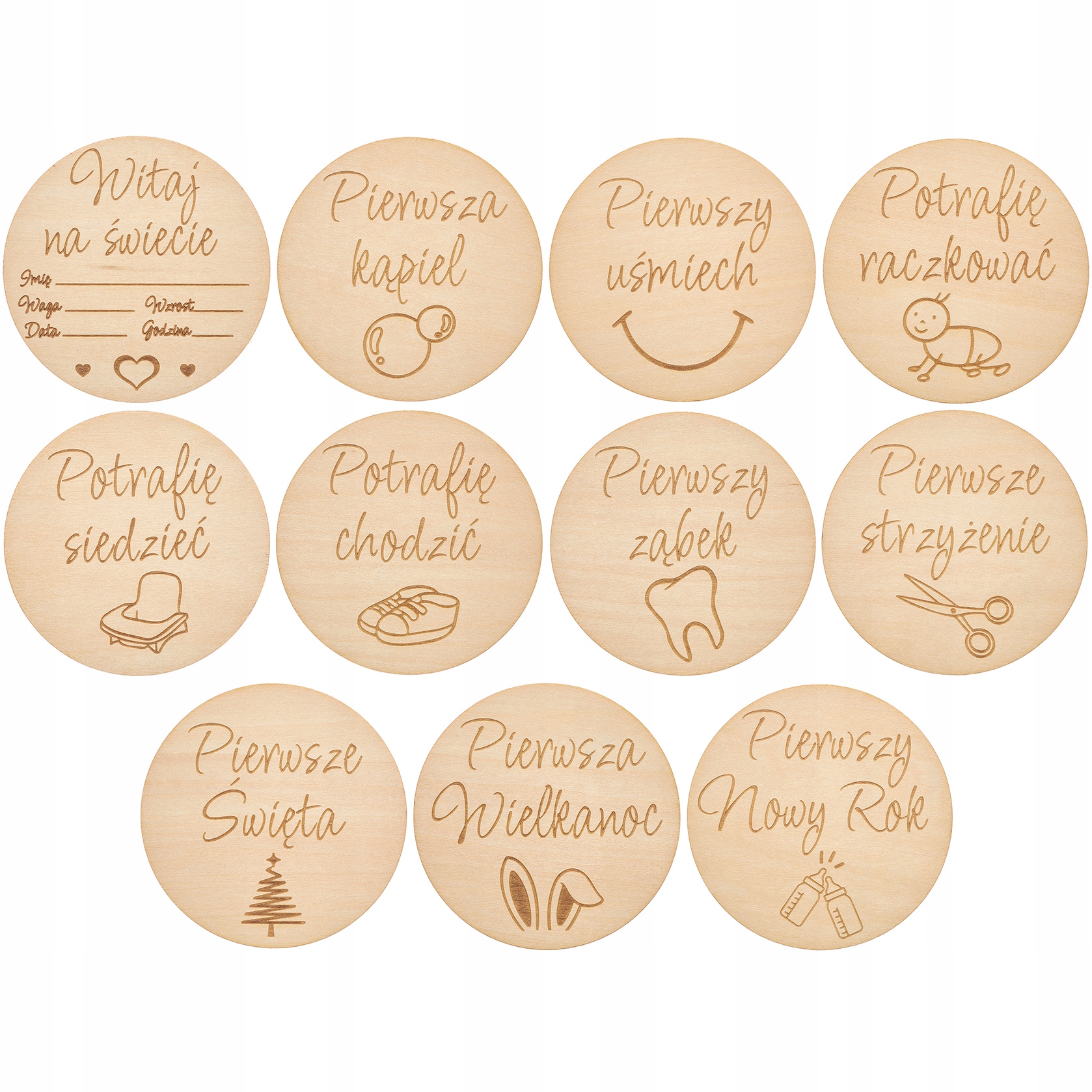 Set 16 Tablici Lemn, TECHREBAL, Personalizate, 9cm, pentru Fotografii Bebelusi 3 88983e8888f91fcde4e5ebb1c5ffc309