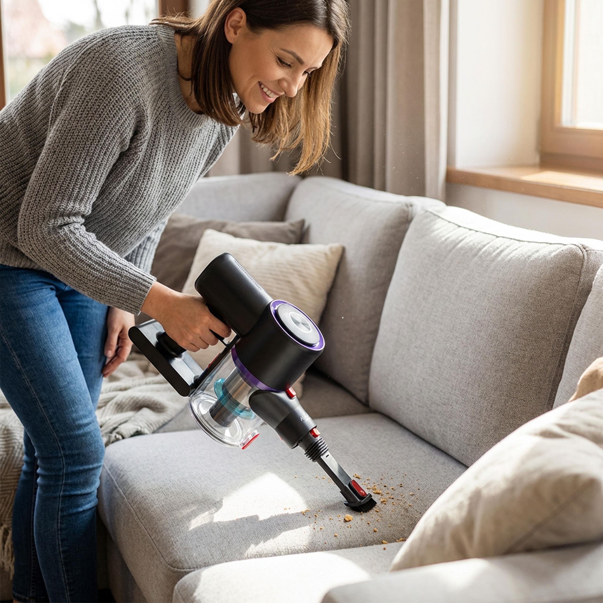 Zawartość zestawu odkurzacza Adler AD 7086: jednostka główna, rura, szczotki, ładowarka, uchwyt ścienny