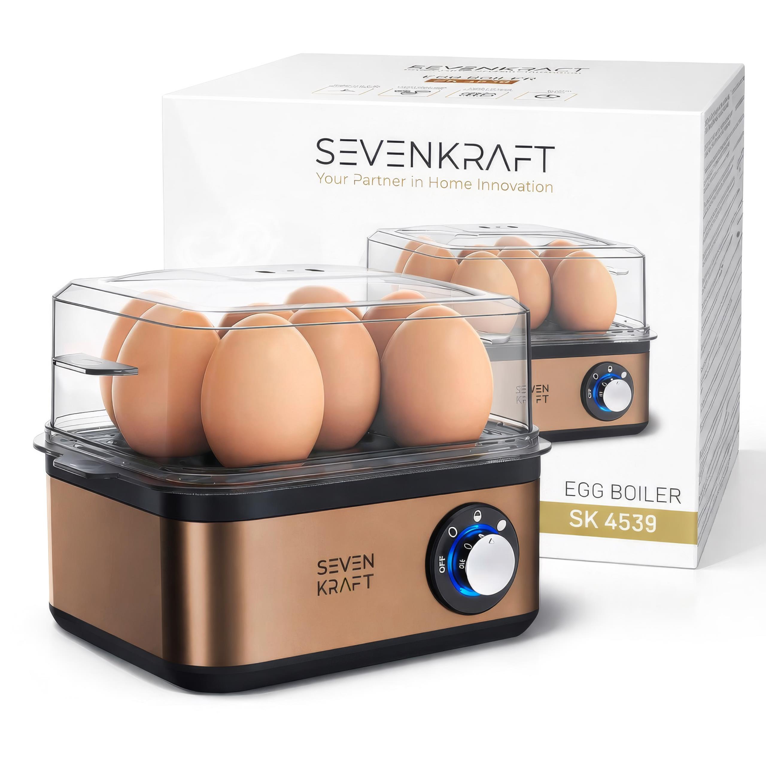 Jajowar  SK 4539 gotujący jajka, widok z góry bez pokrywki, widoczne gotujące się jajka