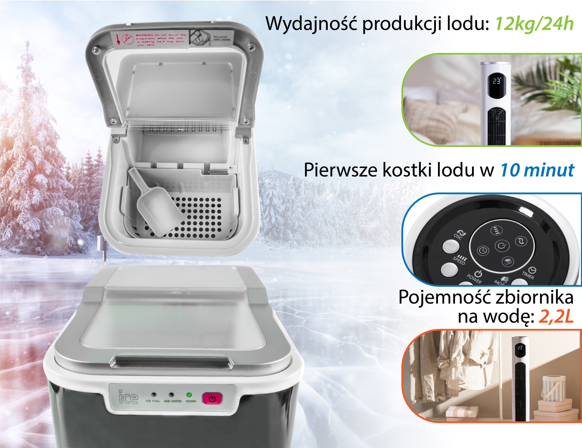 Kostkarka do lodu Camry - zbliżenie na panel