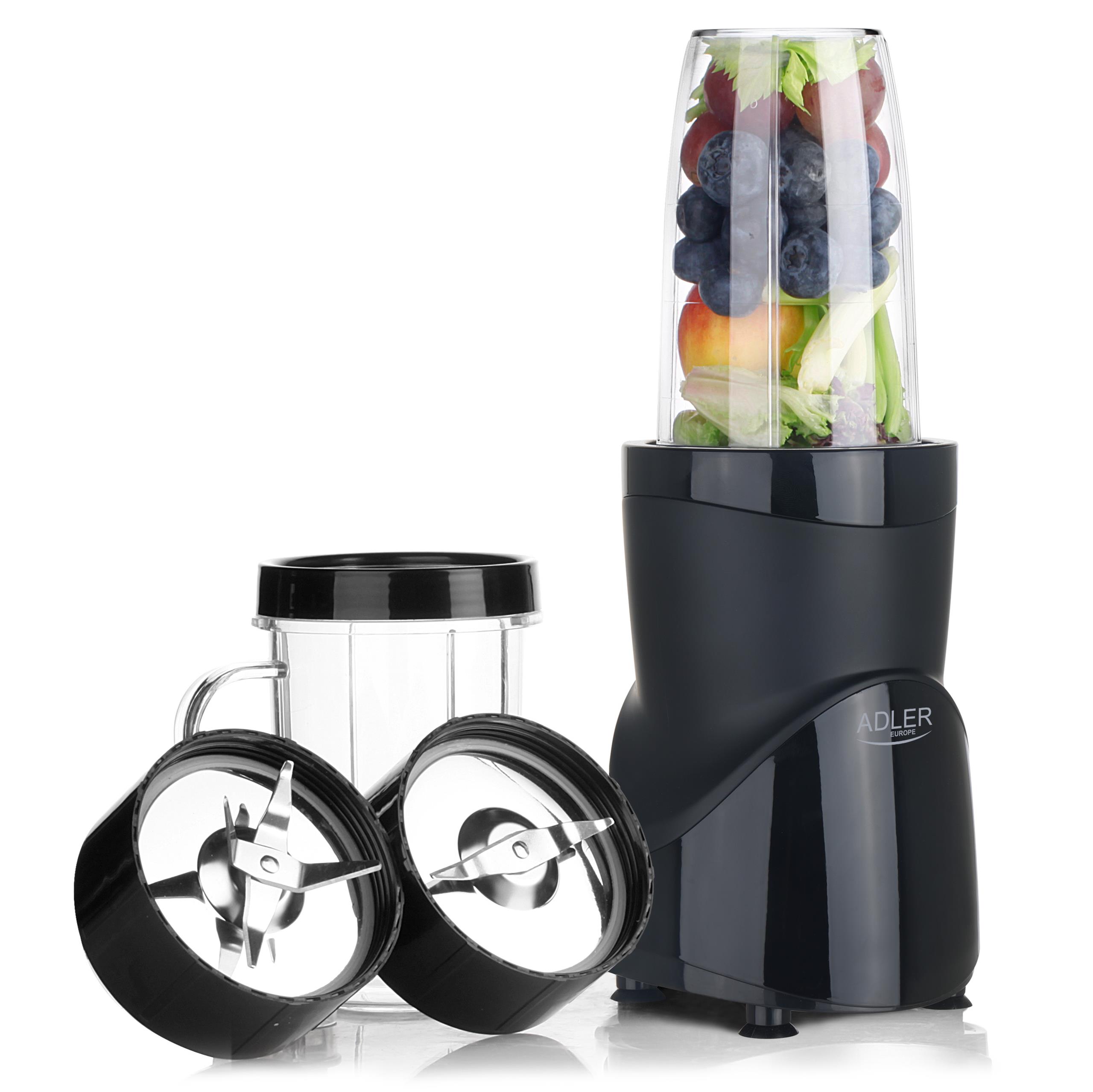 Blender personalny Adler AD 4084 Black - zestaw z 4 butelkami
