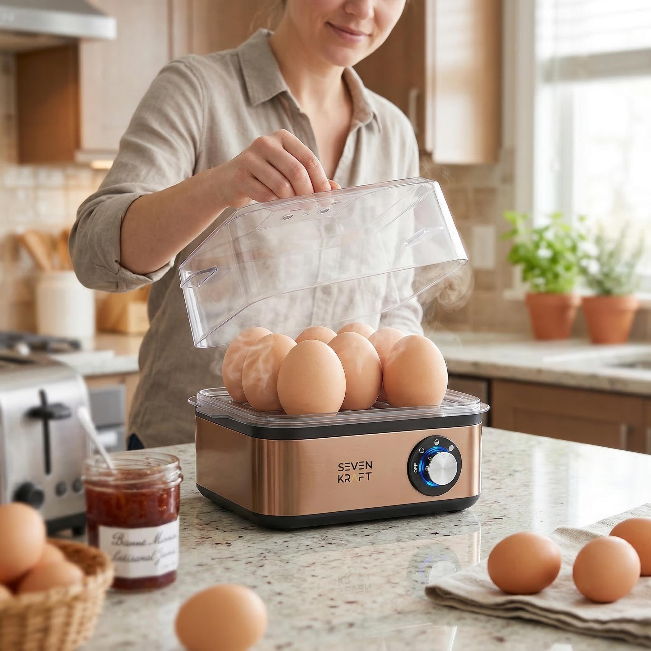 Ręka nalewająca wodę do jajowaru  SK 4539 za pomocą dołączonej miarki, detale urządzenia