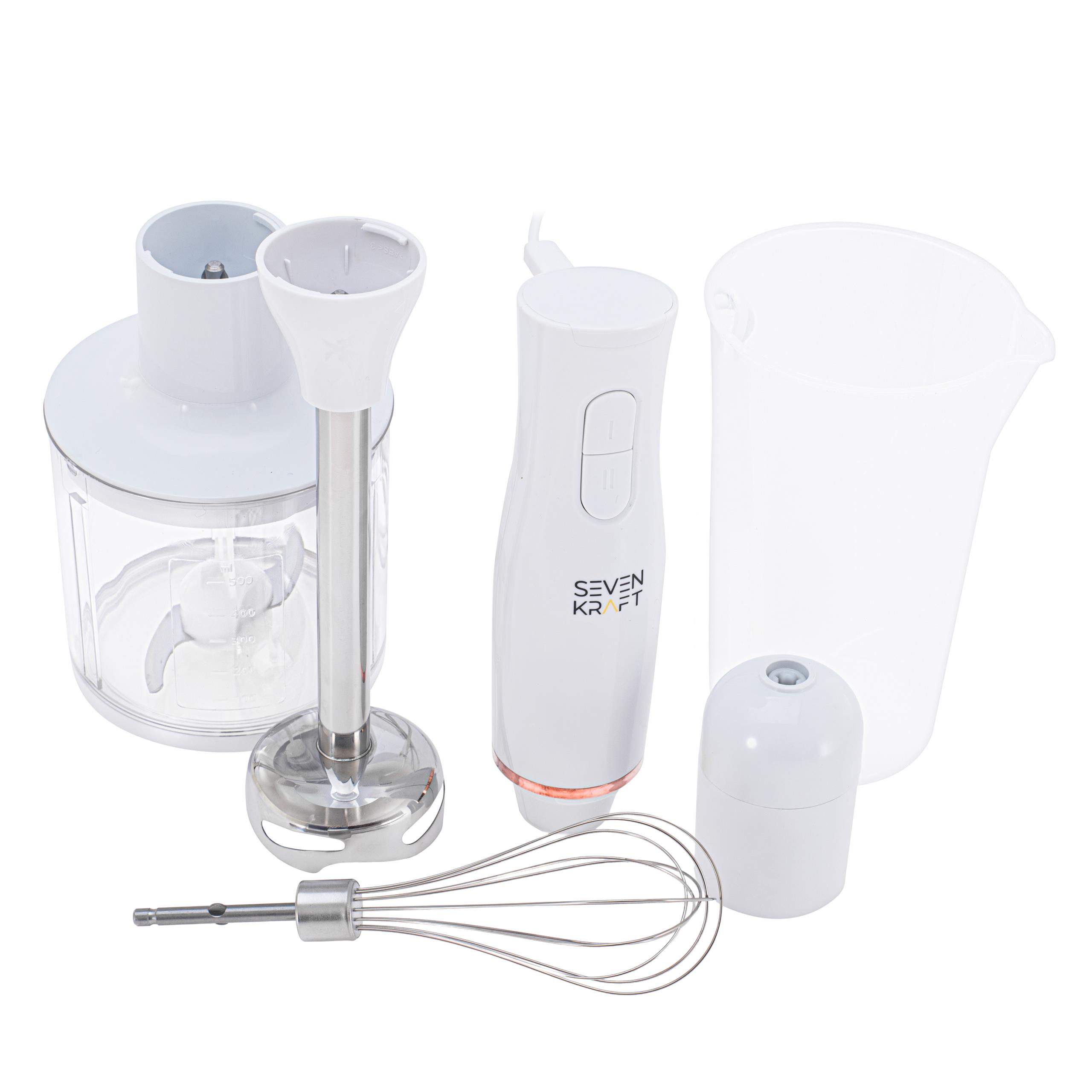 Schemat techniczny blendera ręcznego Sevenkraft SK 4632W z wymiarami i detalami konstrukcyjnymi