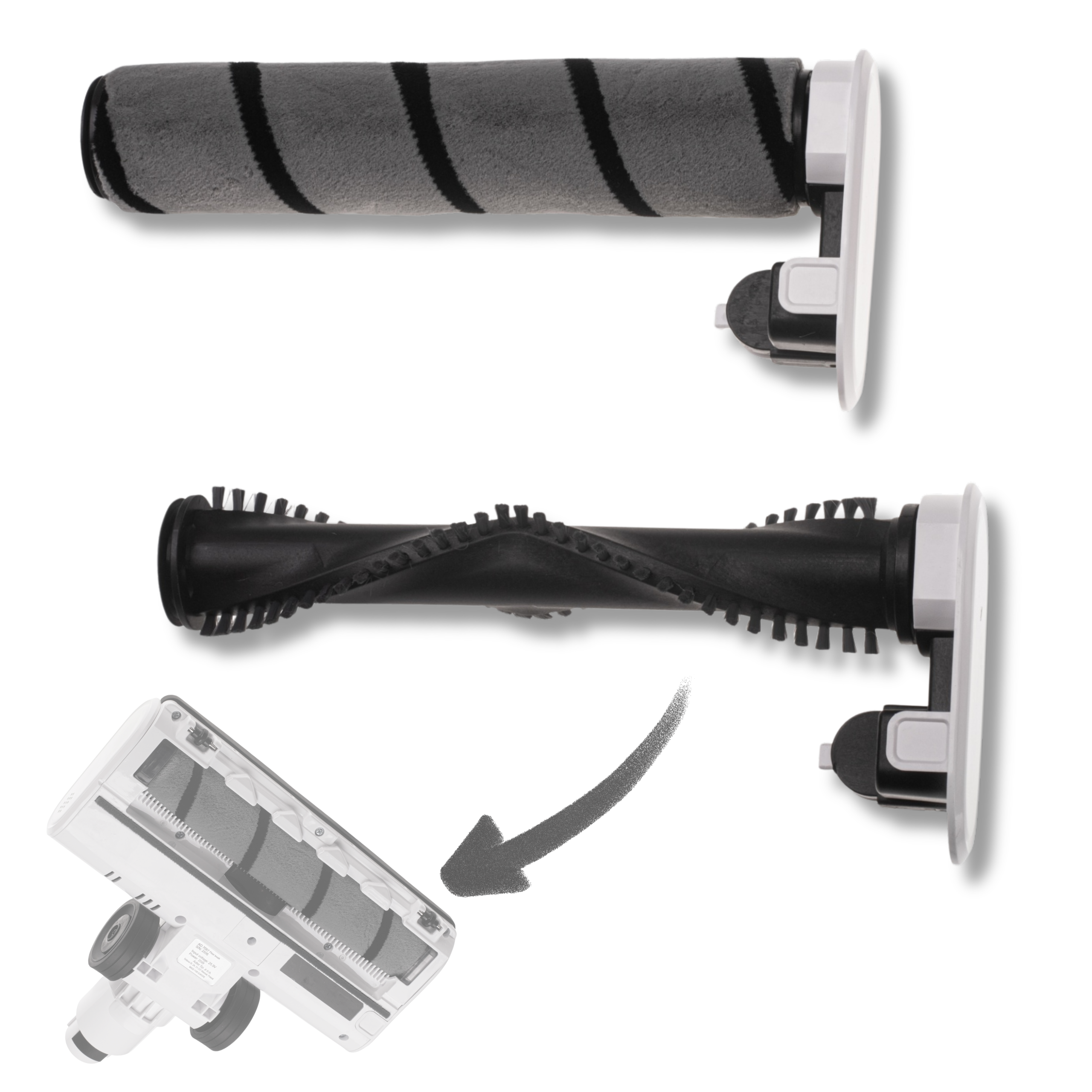 Zestaw dwóch wałków zapasowych Adler AD 7087.5: jeden do podłóg twardych, drugi do miękkich