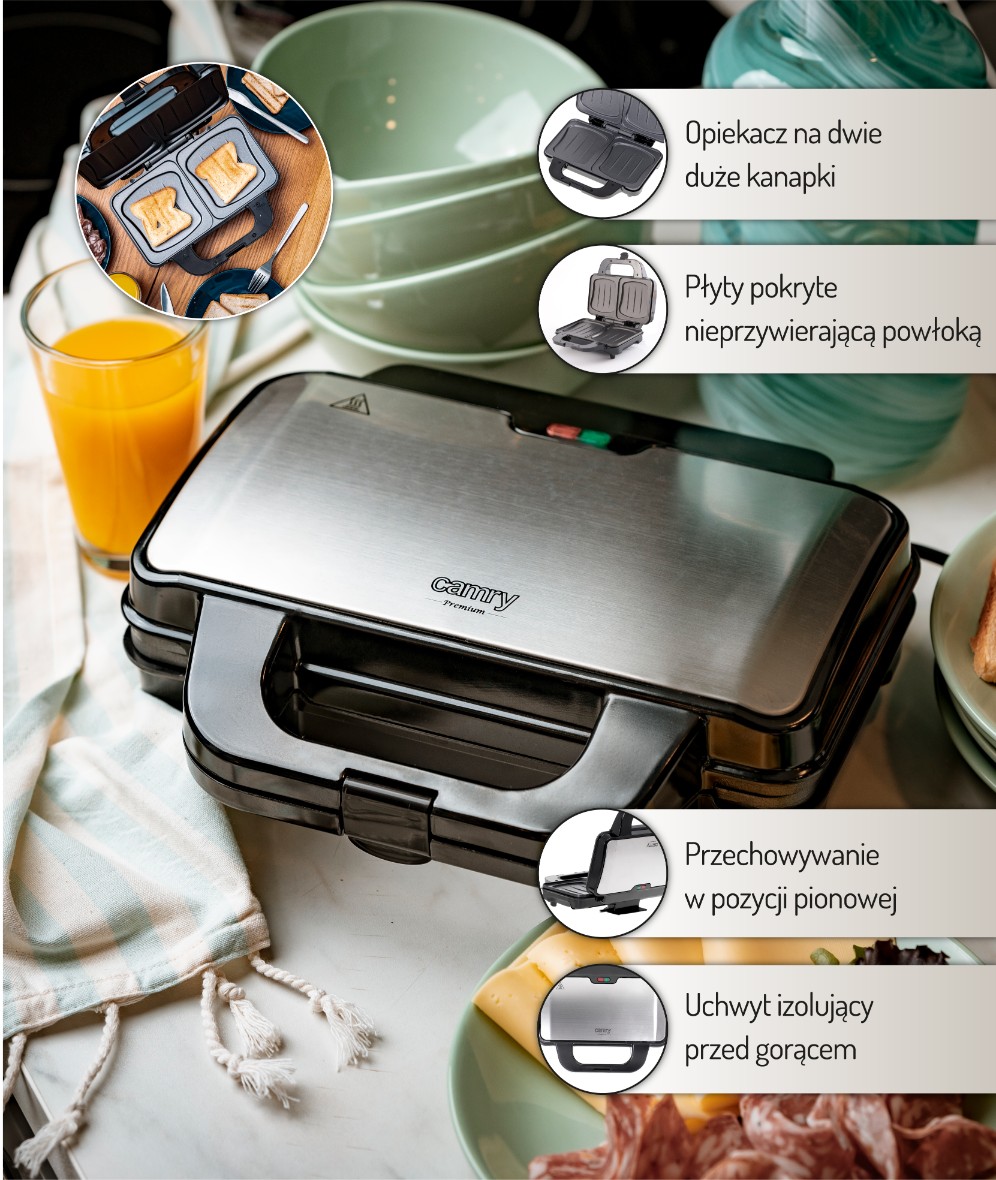 Opiekacz do kanapek o mocy 1300W - w akcji