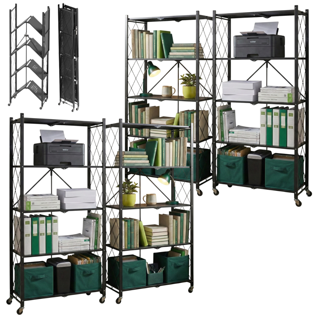 Rysunek techniczny składanego regału magazynowego z dokładnymi wymiarami w centymetrach.