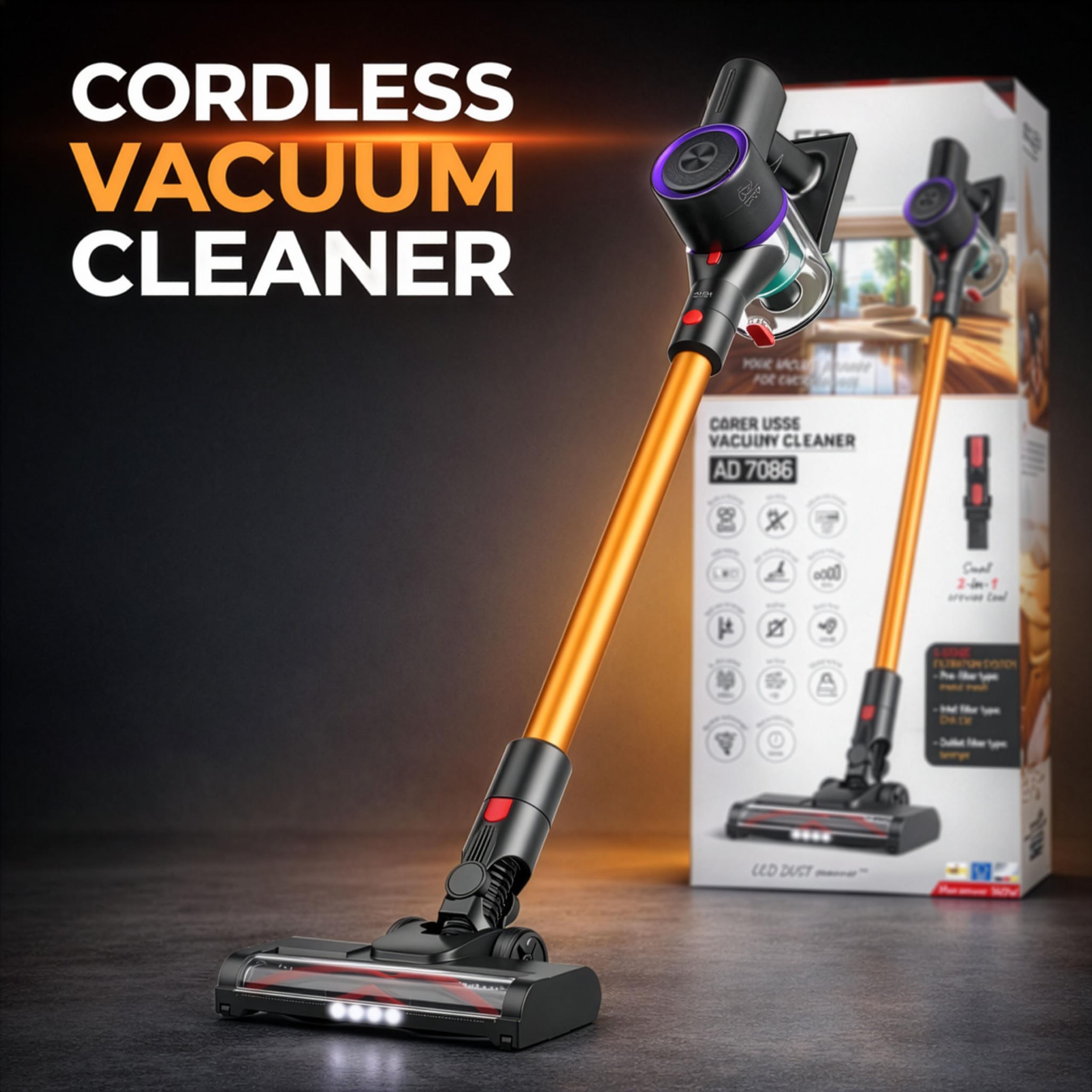 Detail odkurzacza Adler AD 7086, widok na zbiornik na kurz i główną jednostkę