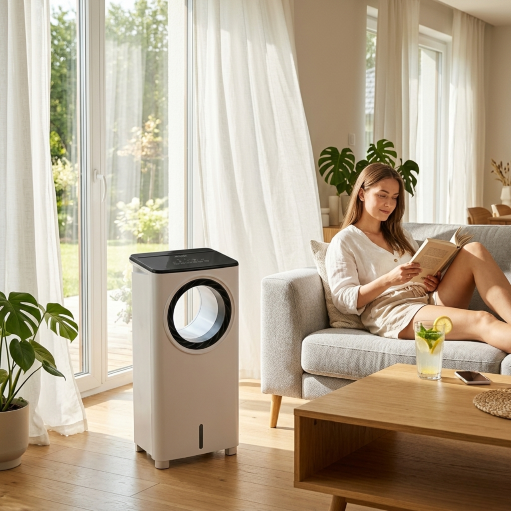 Adler AD 8900 - Biały klimator bezśmigłowy z panelem sterowania LED