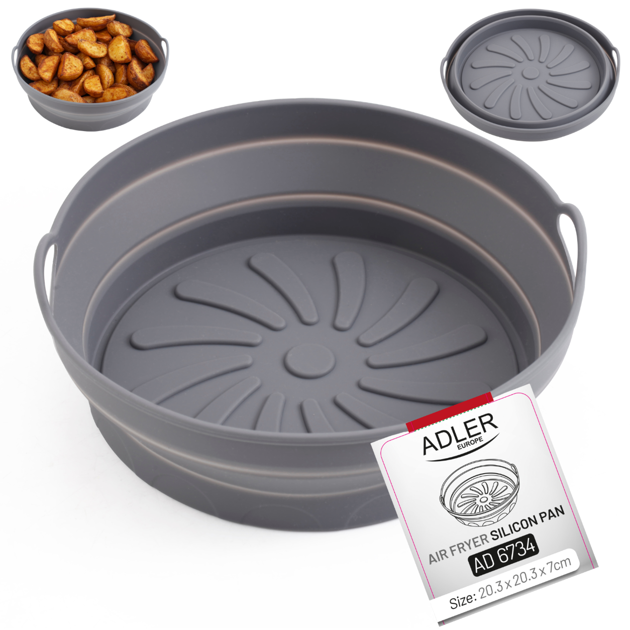 Silikonowa tacka do frytkownicy beztłuszczowej, brązowa, z falistym dnem