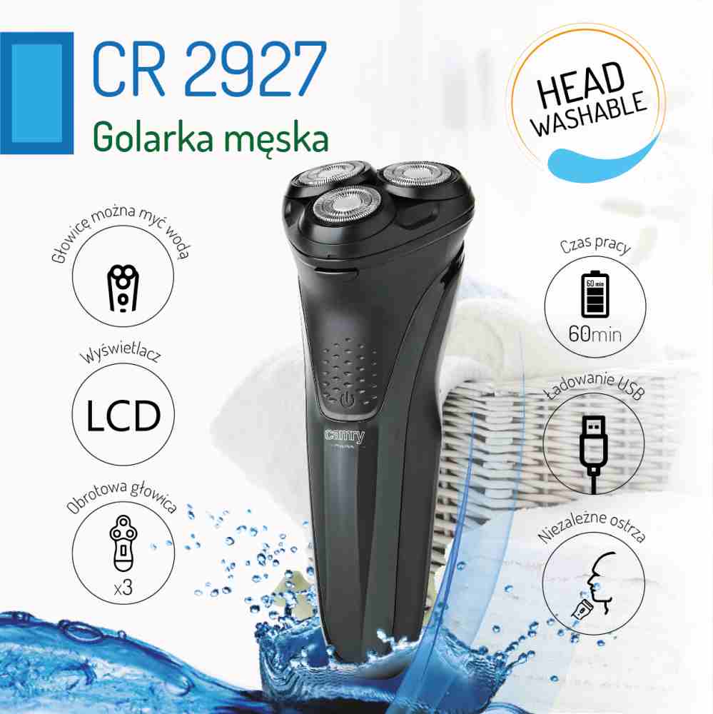 Golarka męska rotacyjna Camry CR 2927 - w akcji