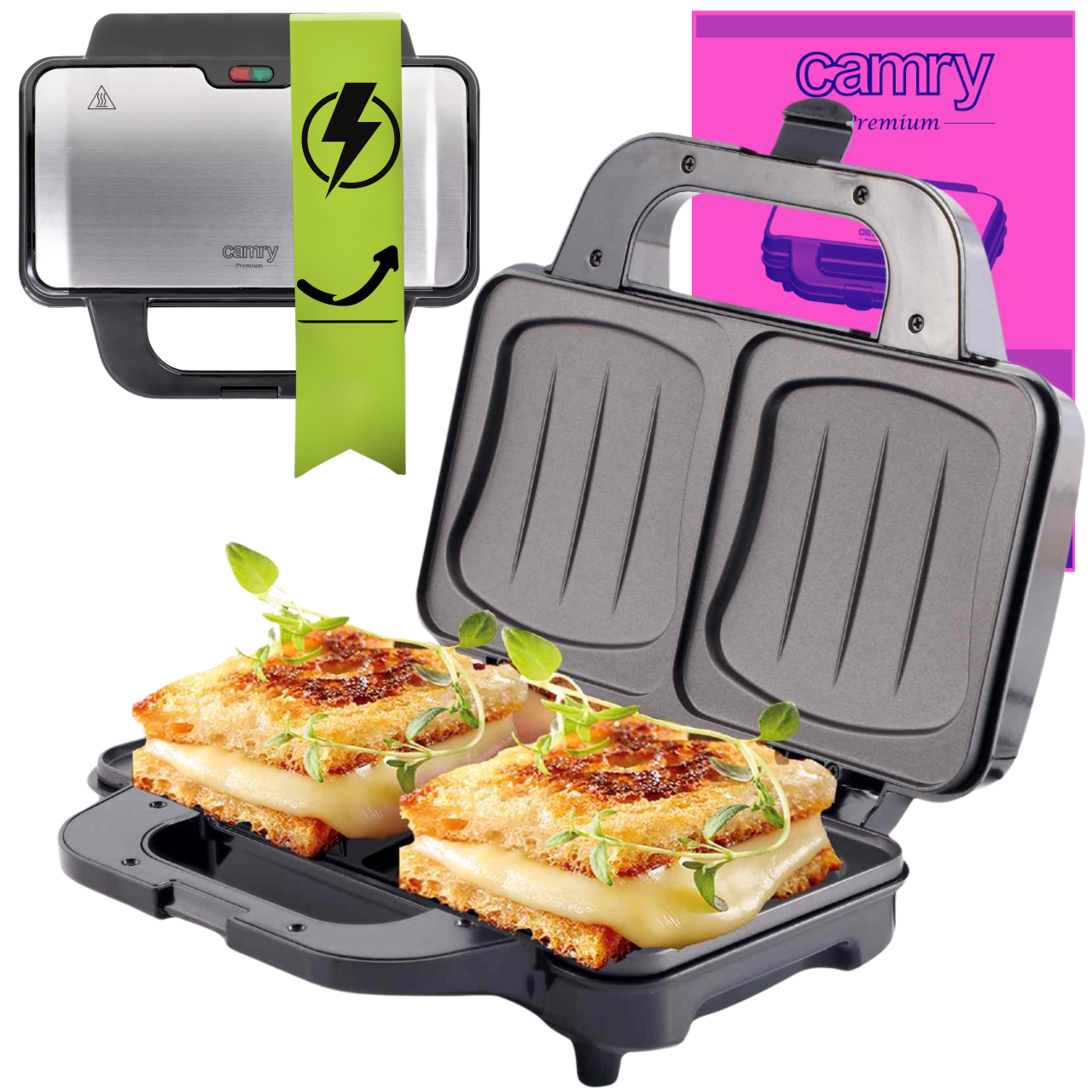 Opiekacz do kanapek o mocy 1300W - widok ogólny