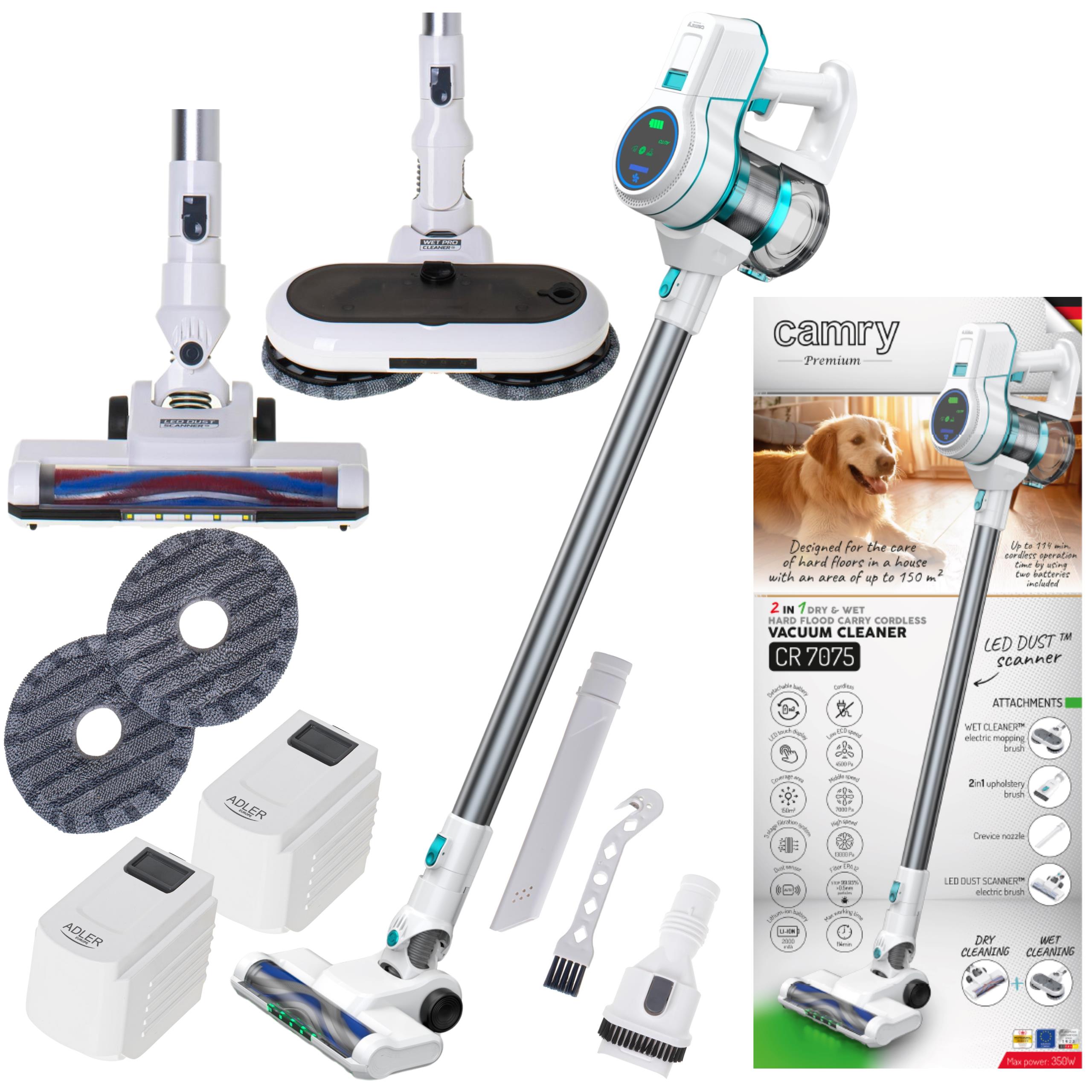 Odkurzacz bezprzewodowy z funkcją mopowania Camry CR 7075 - widok ogólny