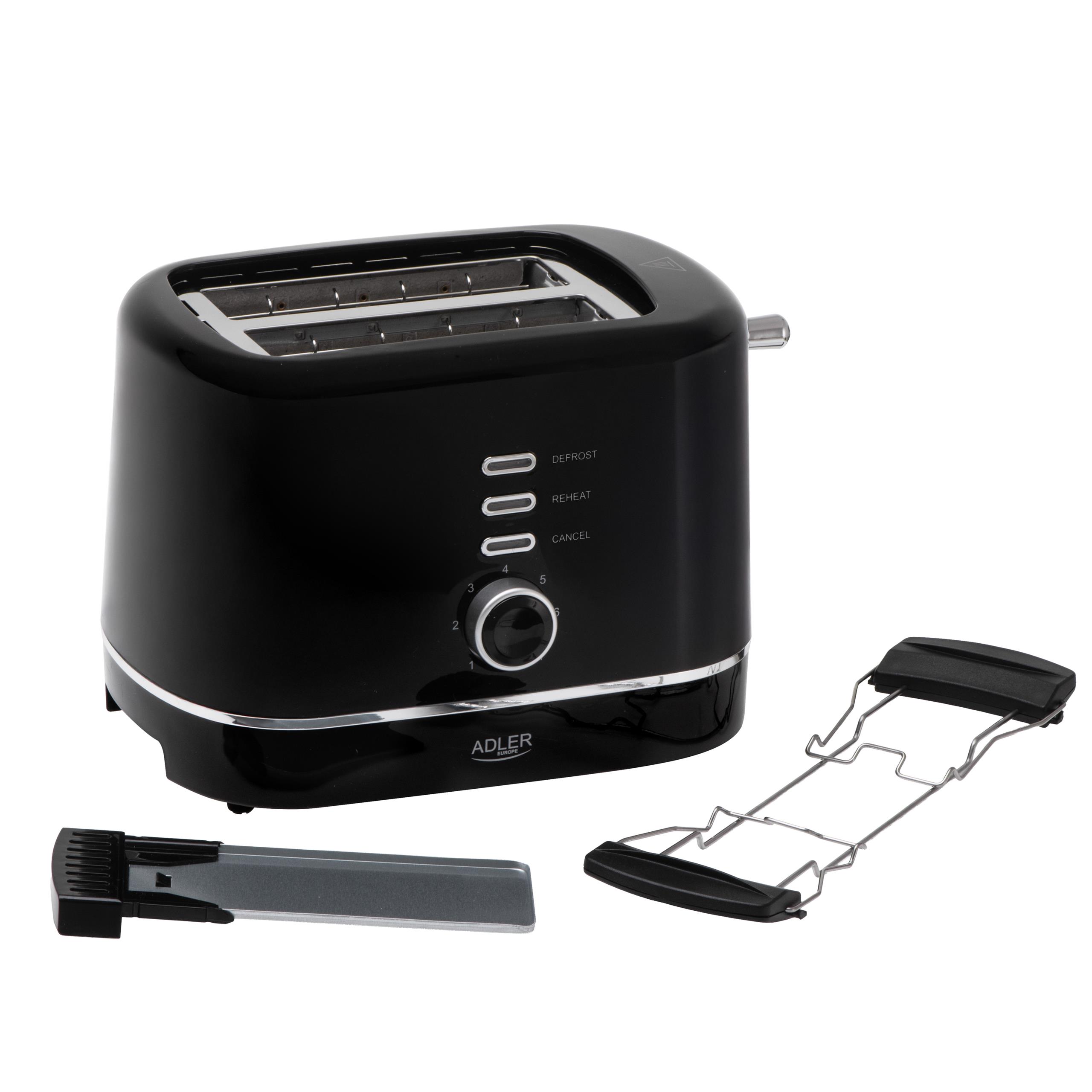 Panel sterowania tostera Adler AD 3224 z przyciskami funkcji i regulacją stopnia opiekania