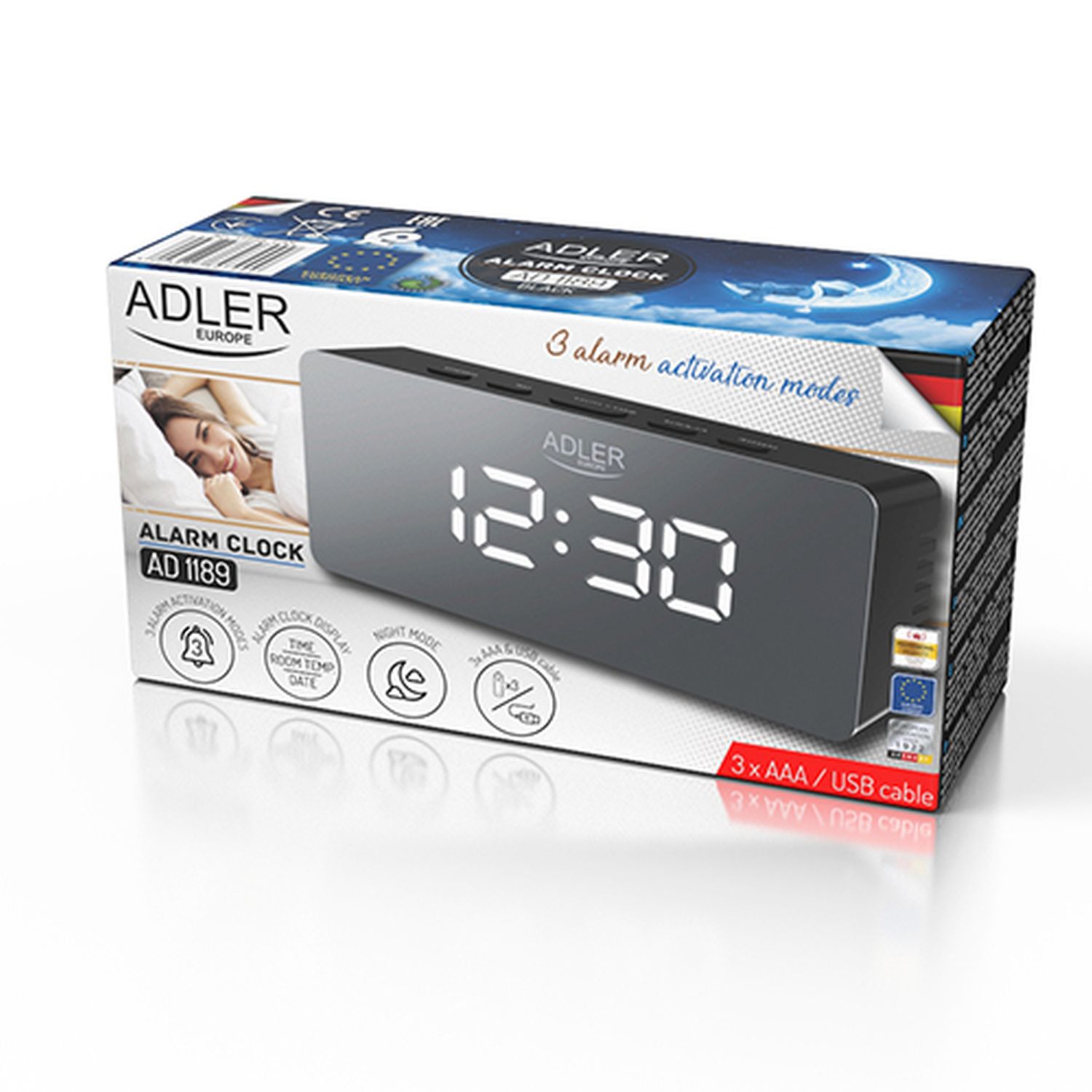 Budzik Adler AD 1189B - detale