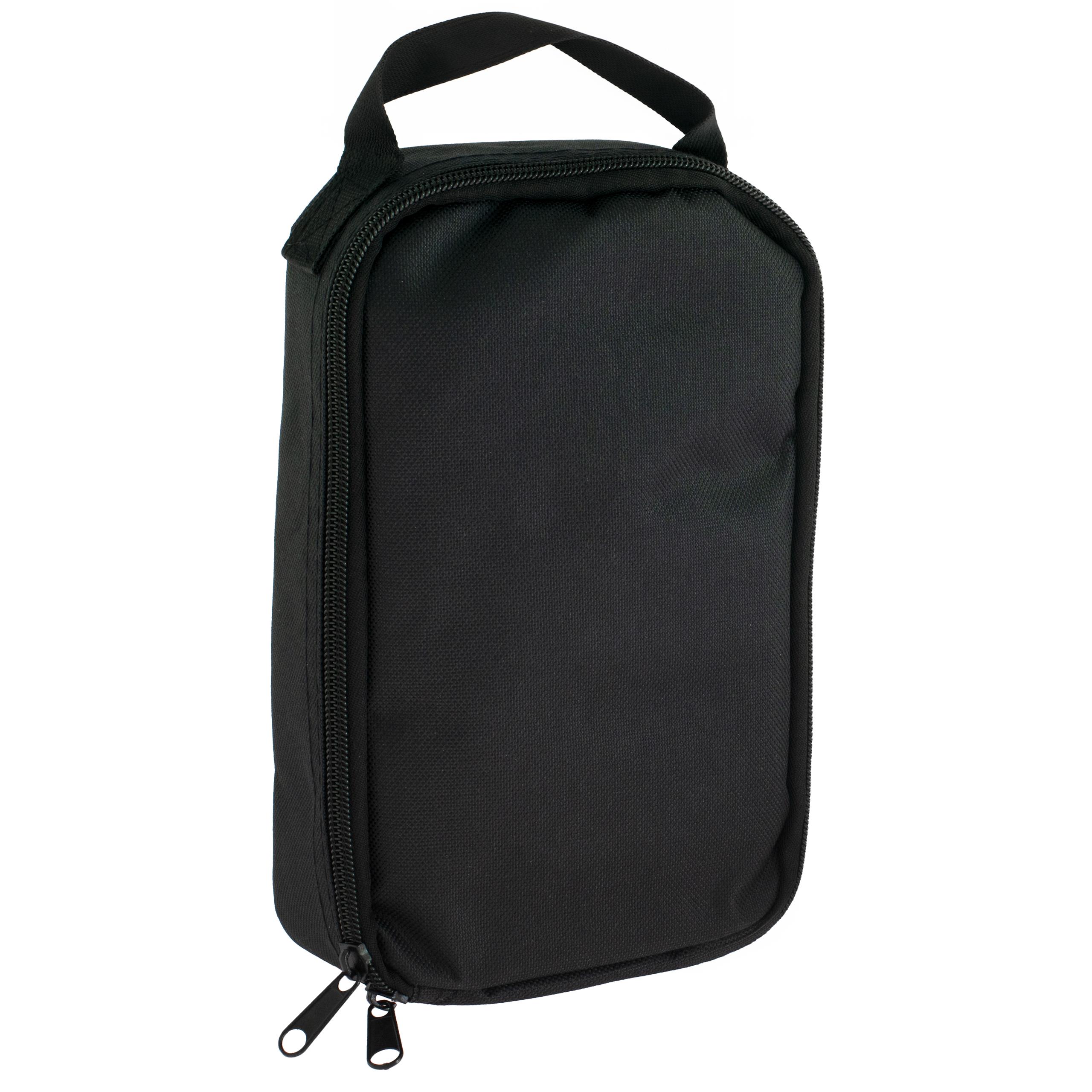 Kompletny zestaw akcesoriów maszynki Adler AD 2849 w eleganckim etui: maszynka, nasadki, nożyczki, grzebień, cążki i pilnik.
