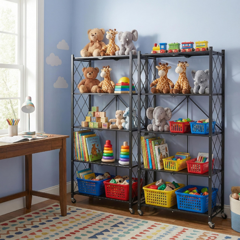 Zawartość zestawu: dwa złożone regały magazynowe w opakowaniu z instrukcją