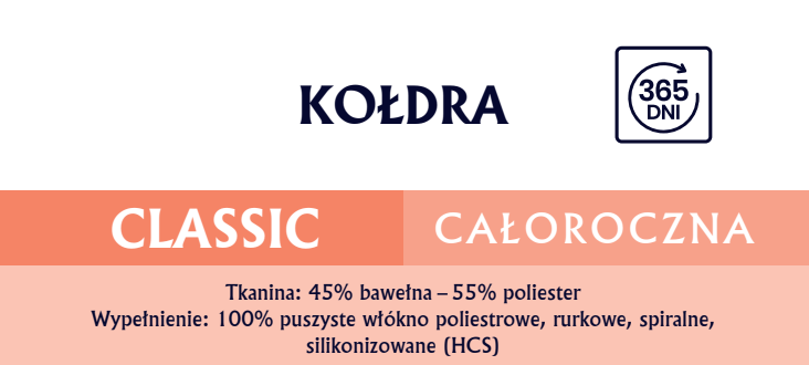 Kołdra całoroczna 135x200cm CLASSIC Biała | Senna Home