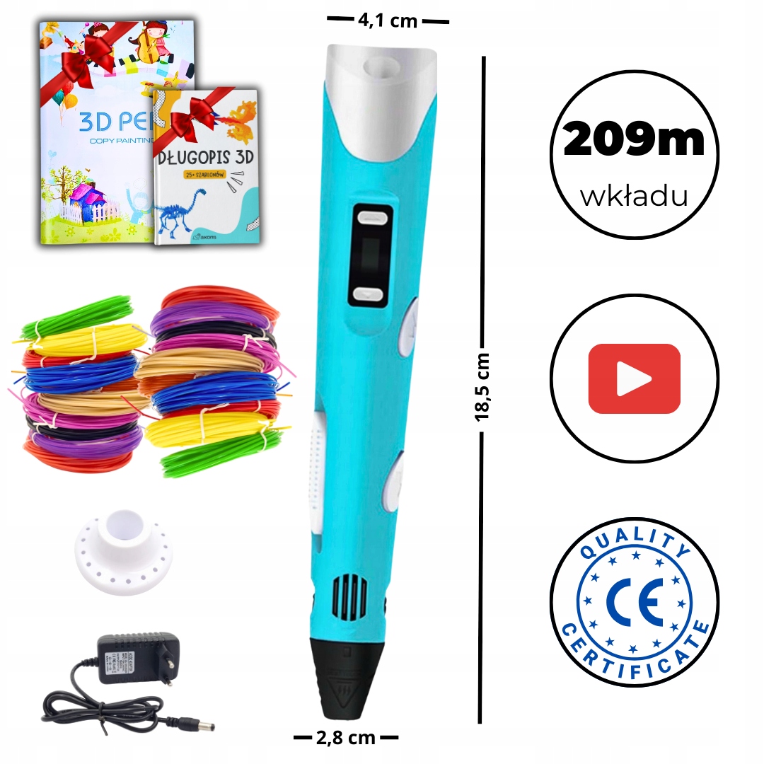 GOTOWY PREZENT ŚWIĄTECZNY NASTOLATKA 10 11 12 LAT DŁUGOPIS 3D +209m WKŁAD