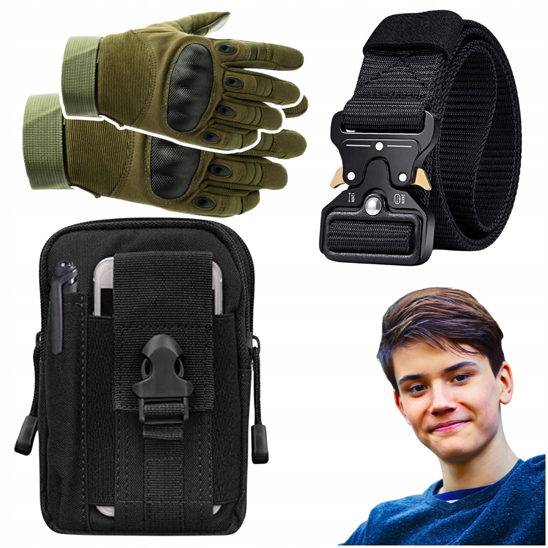 SASZETKA CARGO NERKA PAS TAKTYCZNY PARCIANY RĘKAWICE KHAKI ASG r. XL