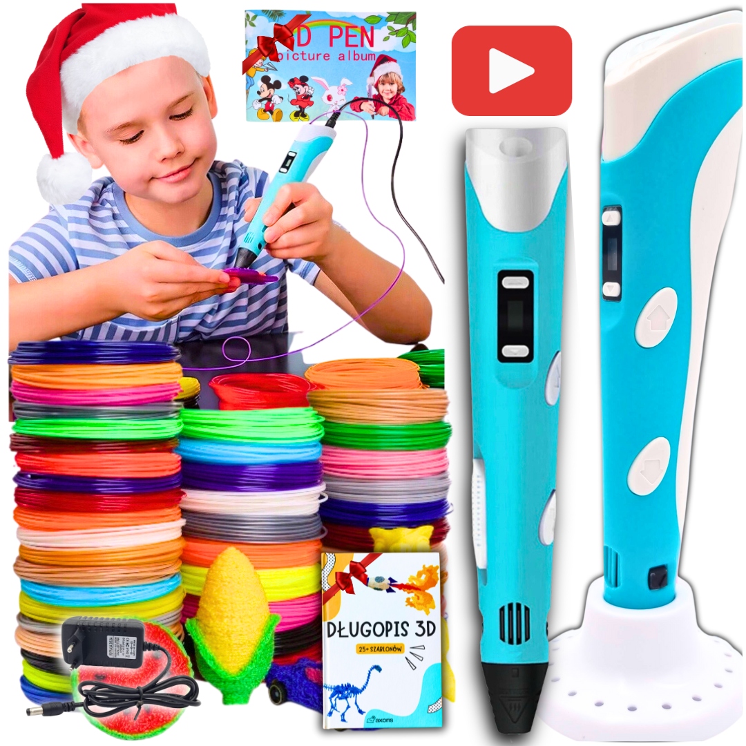 GOTOWY PREZENT ŚWIĄTECZNY DLA CHŁOPCA 5 6 7 8 9 LAT DŁUGOPIS 3D +509m WKŁAD