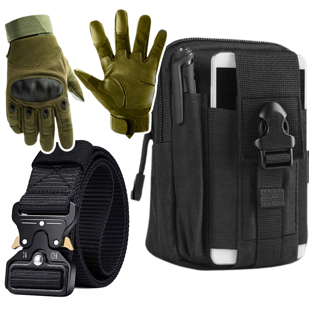 SASZETKA CARGO NERKA PAS TAKTYCZNY PARCIANY RĘKAWICE KHAKI ASG r. XL